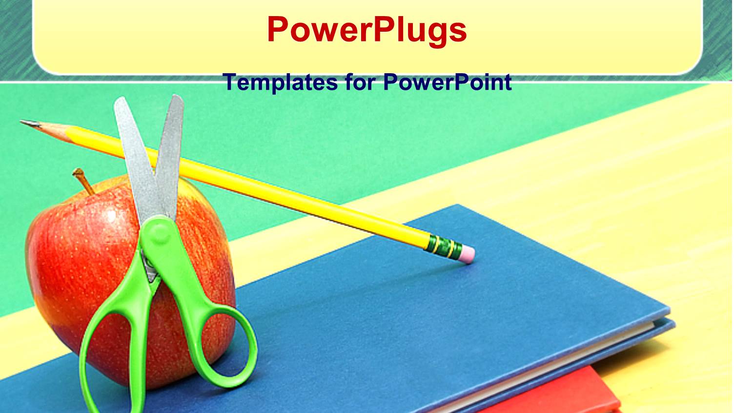 big Red Apple with a Pencil and a Scissors