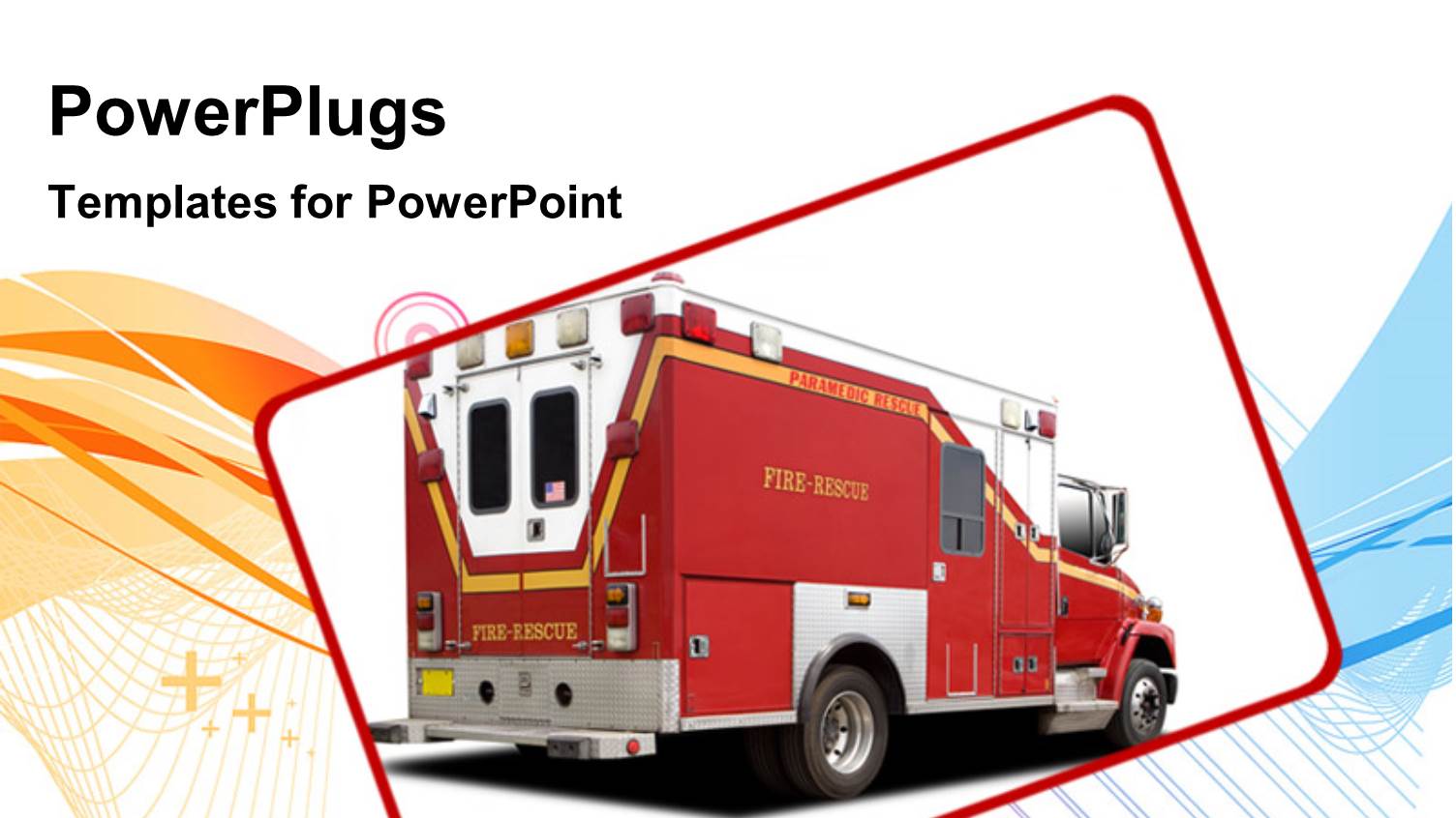 big Red Fire Rescue Truck Over White Background