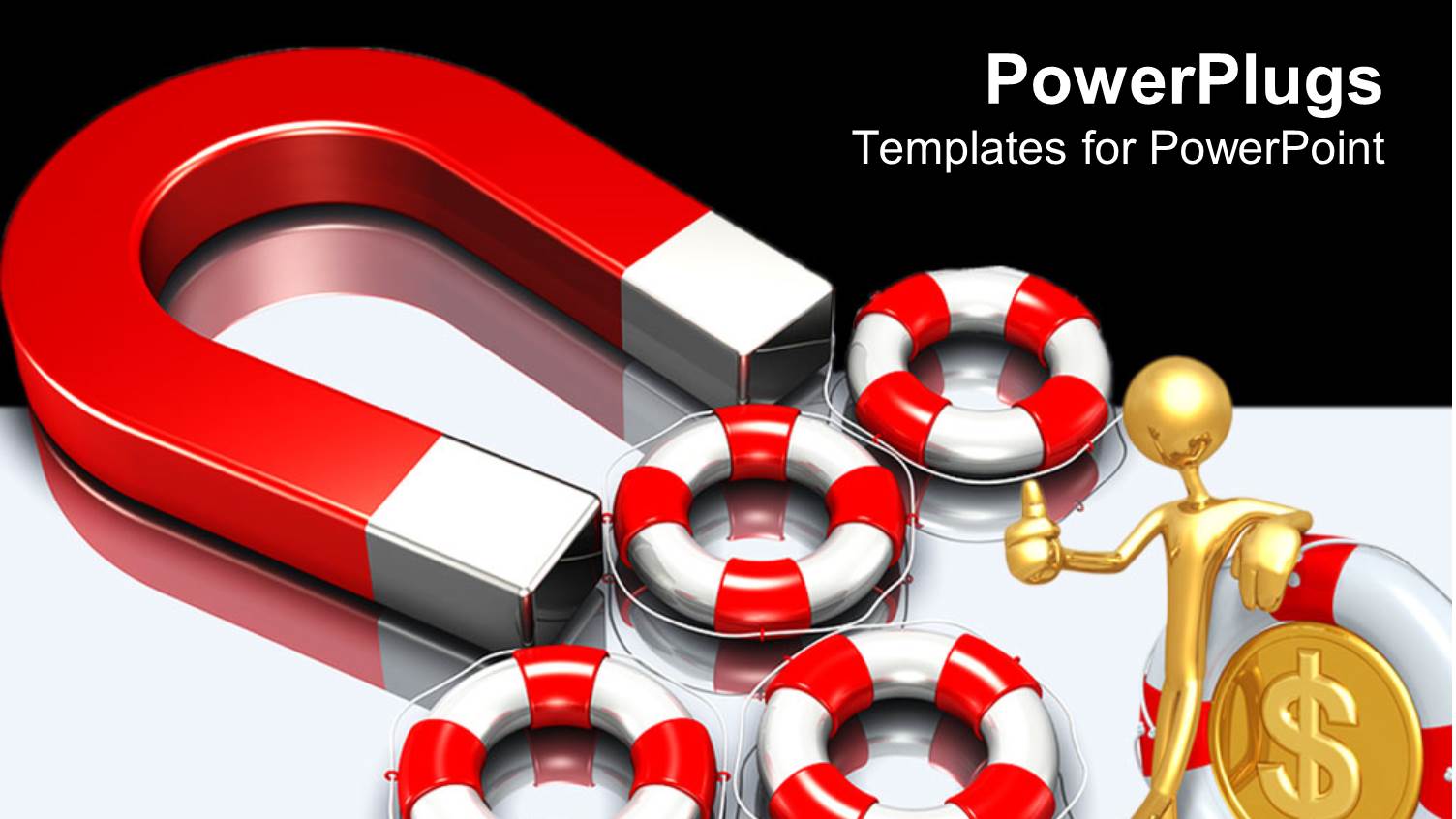 a big Red and Silver Colored Magnet with Five Buoys