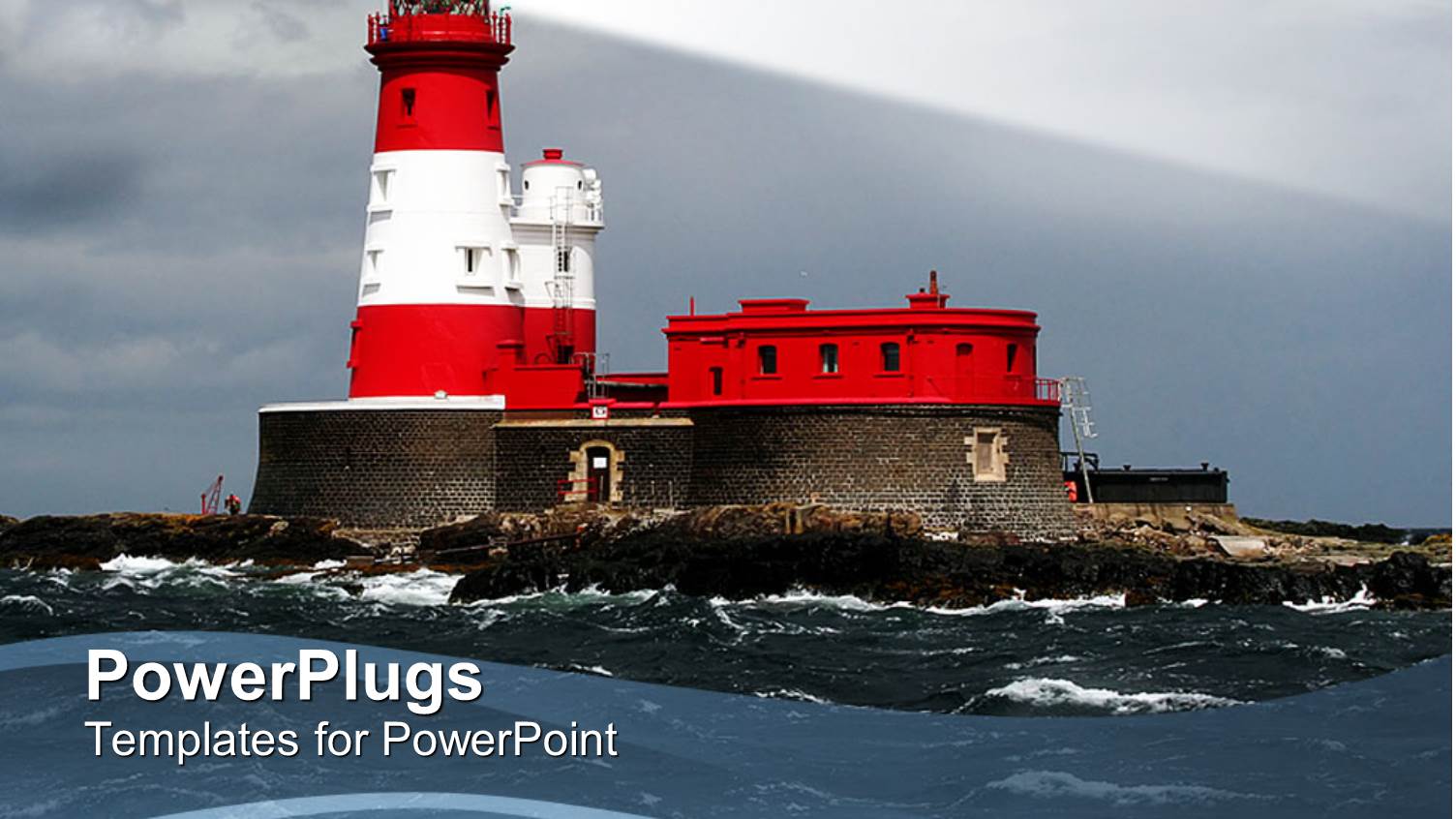 big Red and White Colored Light House on a Sea