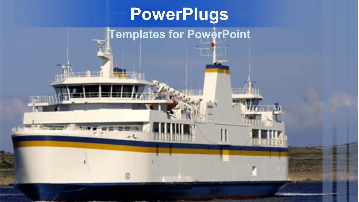 a big Ship in the Sea with Clouds in the Background