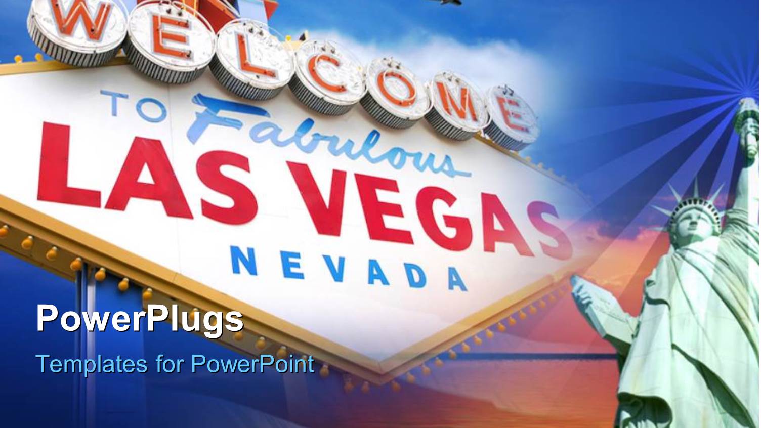 Bill Board Welcoming to Las Vegas, Nevada with Airplane in Sky
