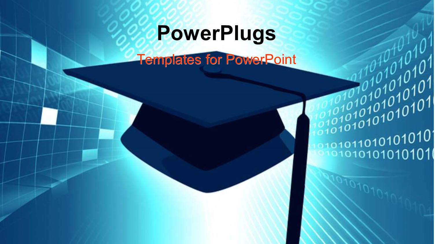 Binary Digits in Background with Blue Graduation Cap