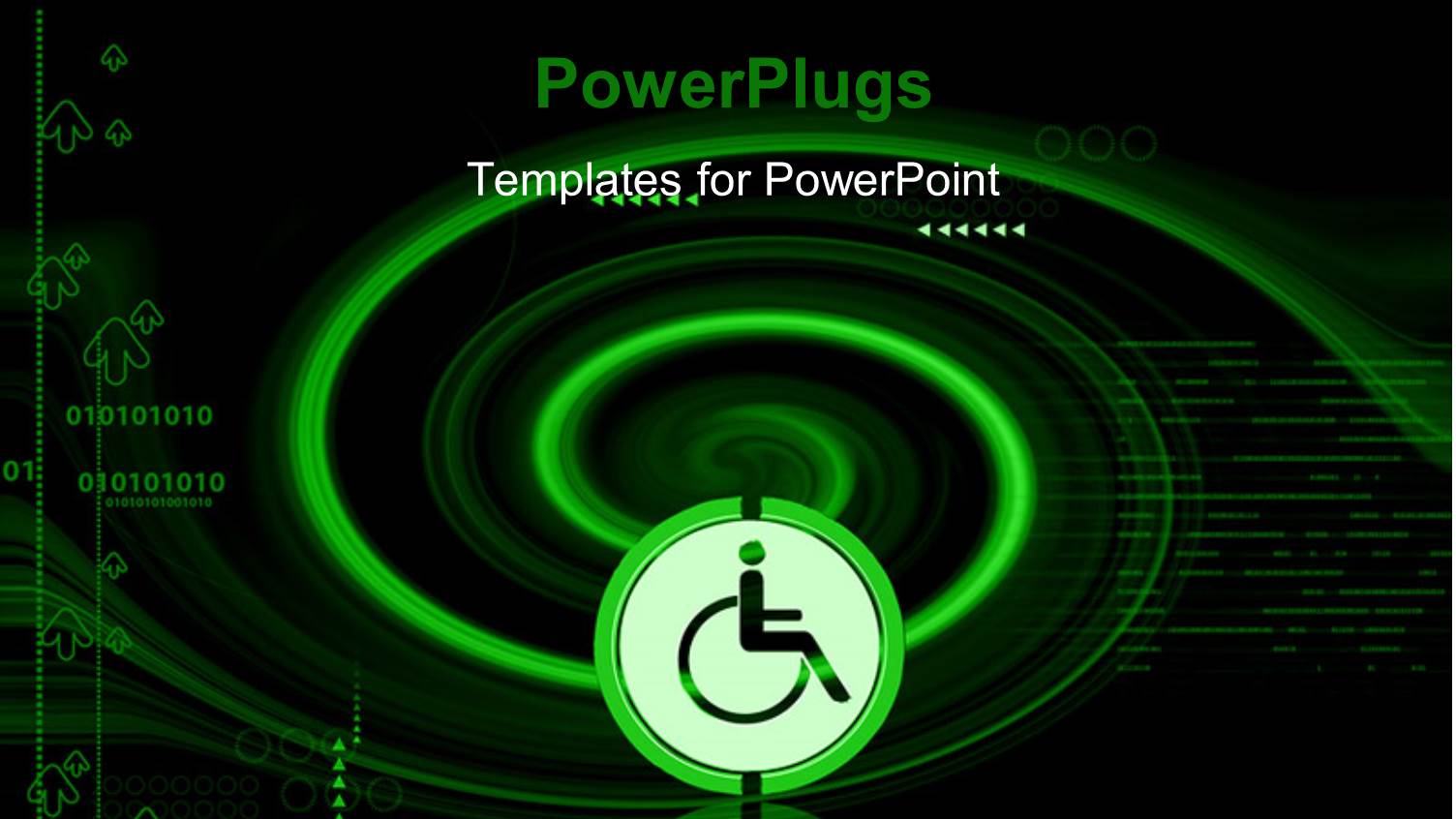 Binary Digits in Black Background with Round Medical Impairment Symbol