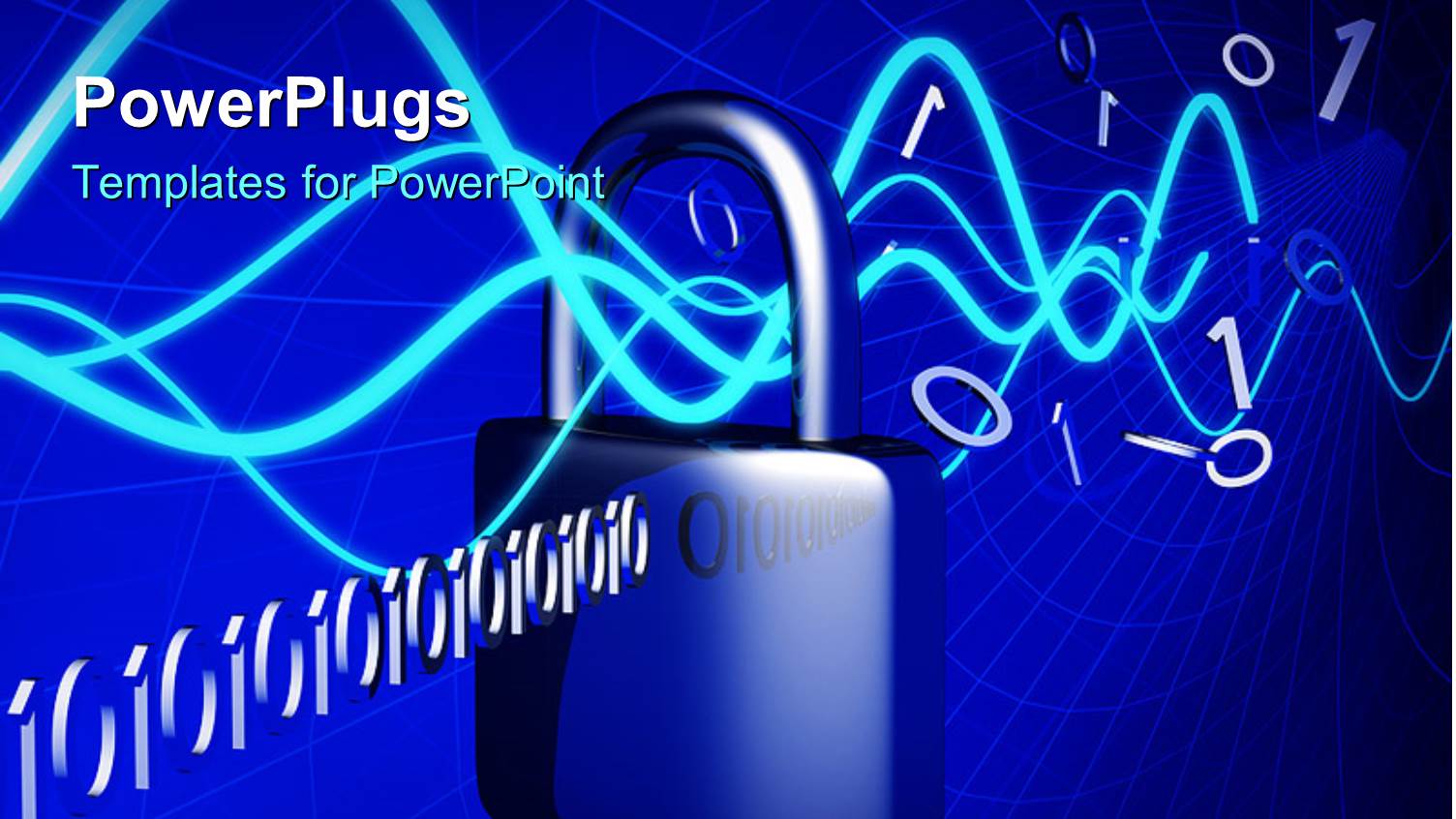 Binary Digits with Blue Waves Lines Passing Through Padlock 