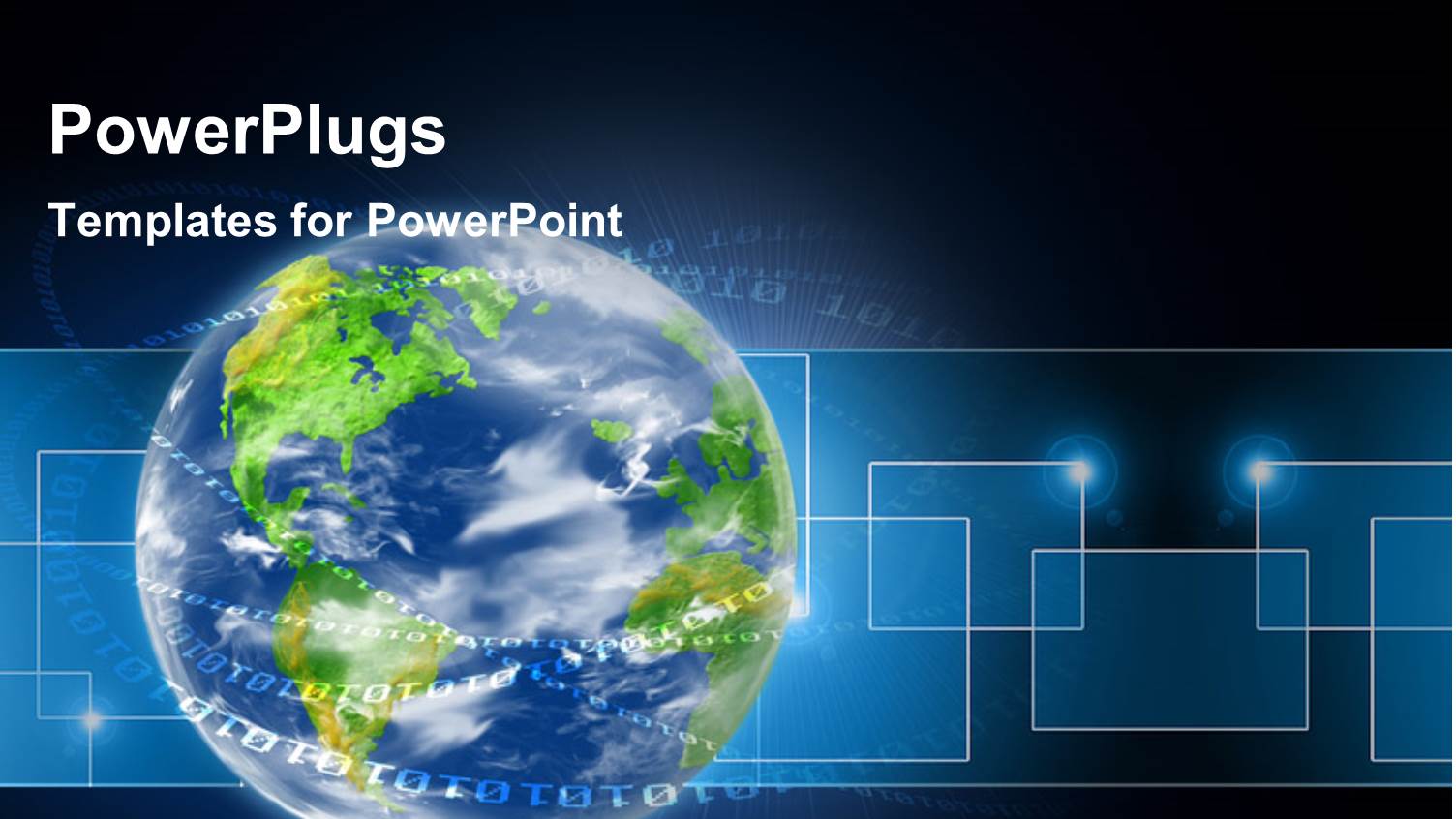 Binary Digits Swirling Round Blue Earth Globe Over Blue Background