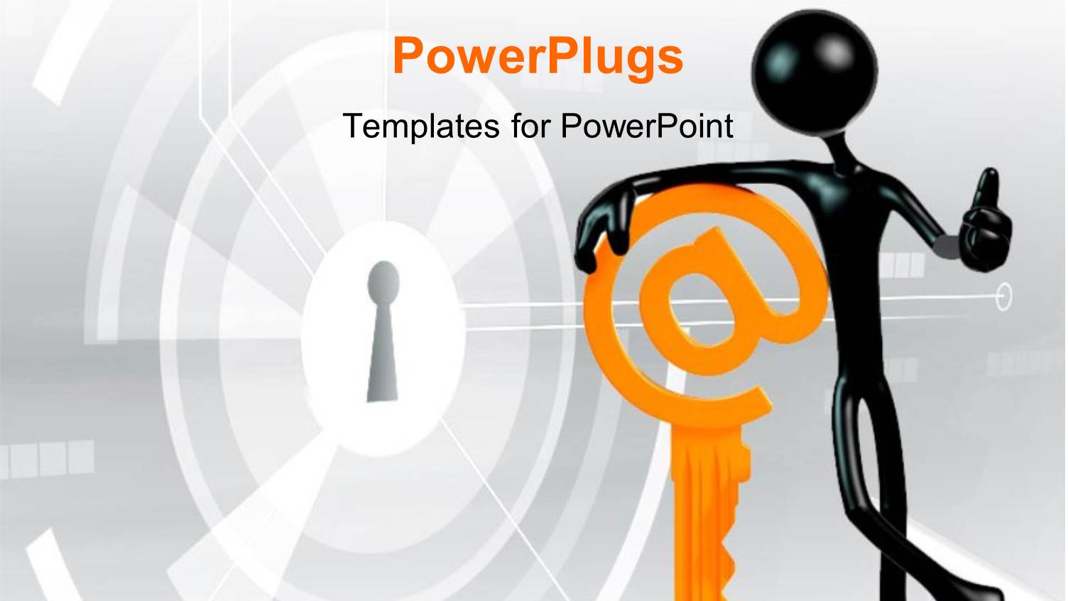 Black 3D Man Leaning on Yellow Internet Key with Keyhole in Background