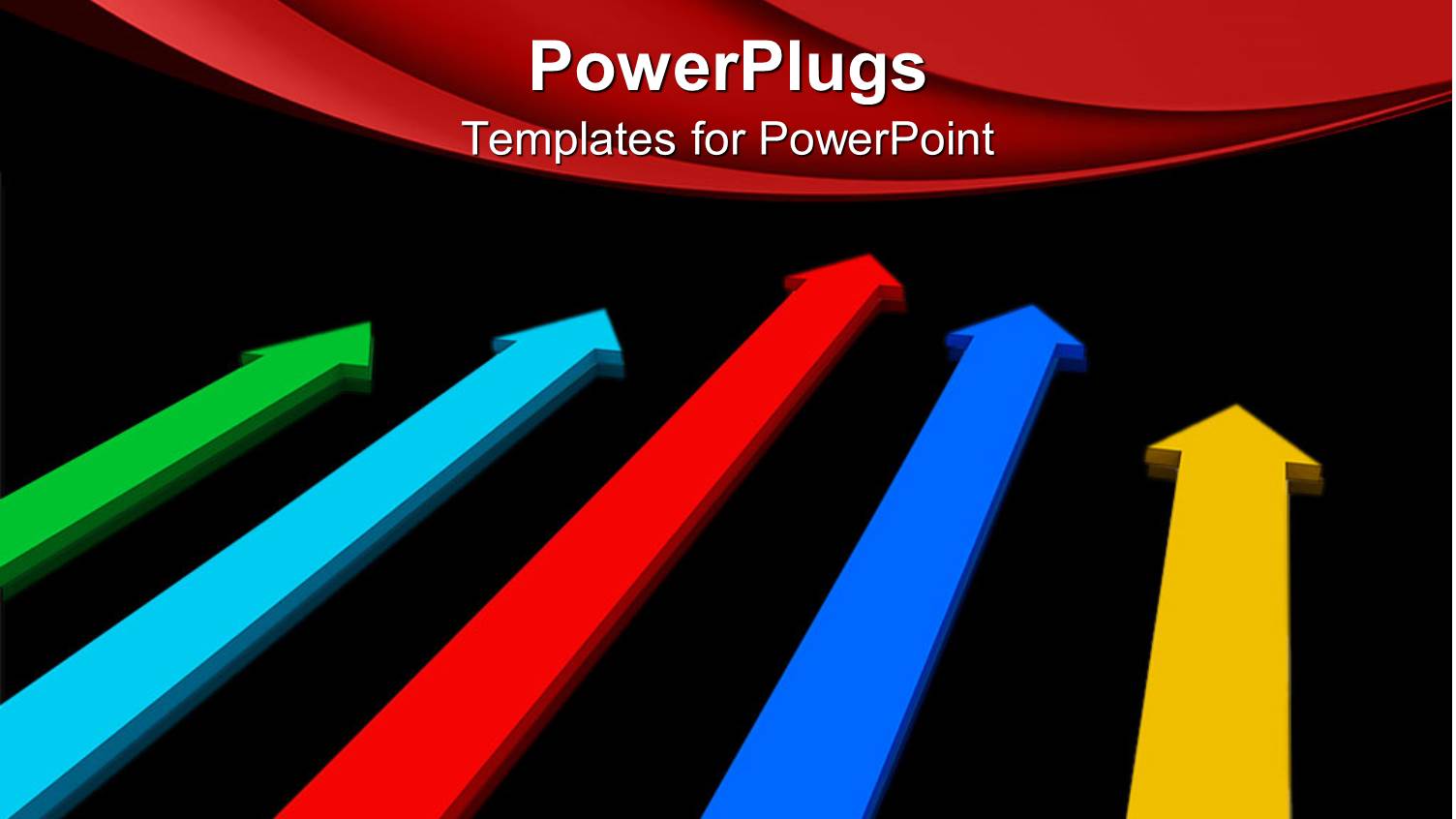 Black Background with Several Colored Arrows Pointing in Same Direction