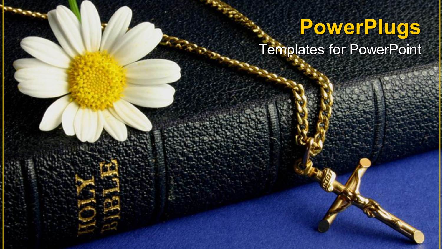 Black Colored Bible with a White Flower and Cross Chain