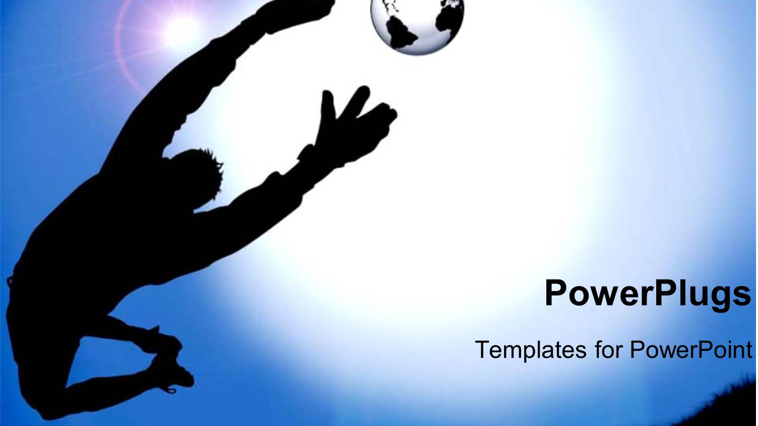 Black Depiction of a Man in the Air with Risen Hands Trying to Catch the Ball that Represents the Transparent Shape of