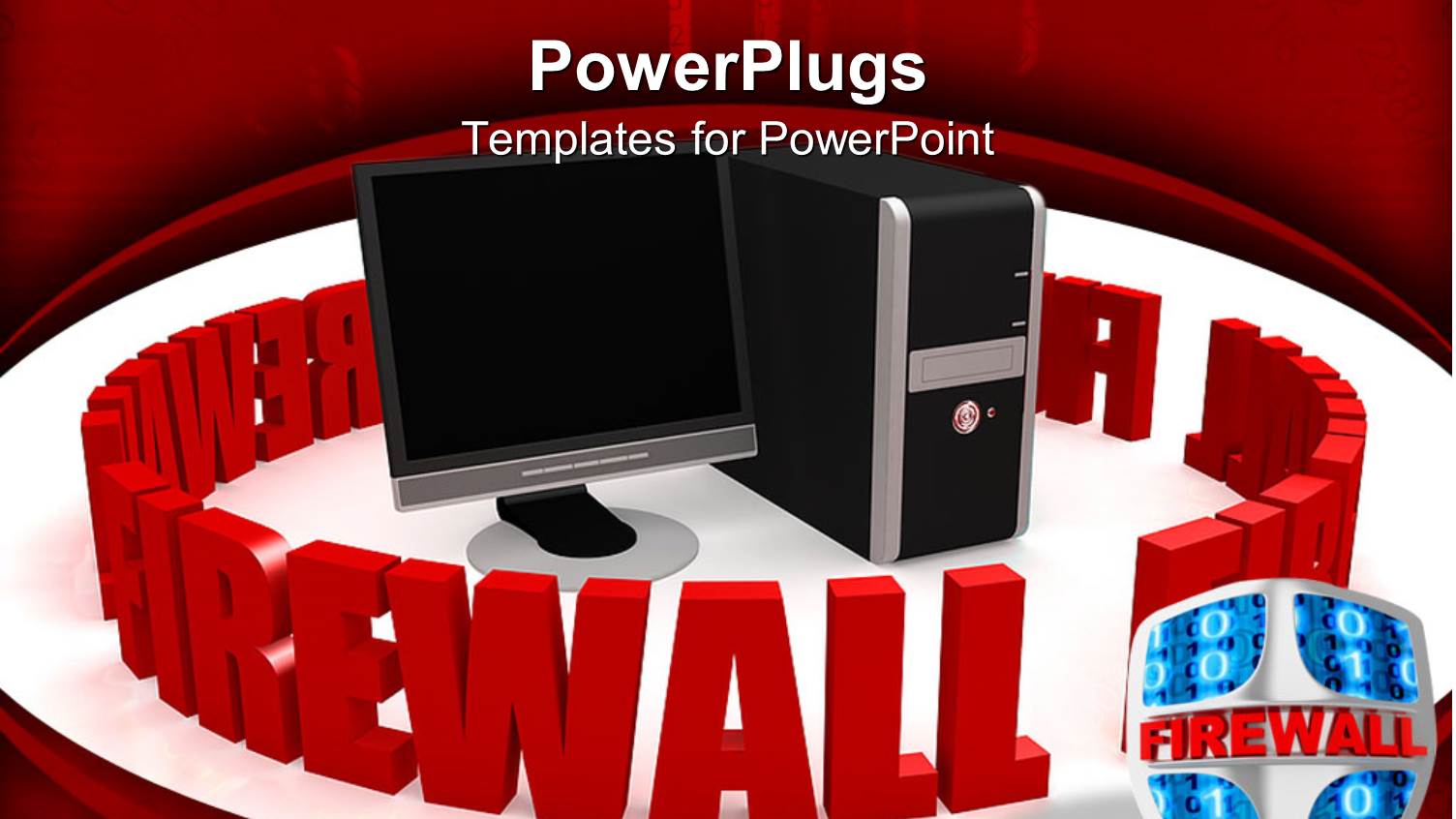 Black Desktop Computer Surrounded by a 3D Fire Wall Text