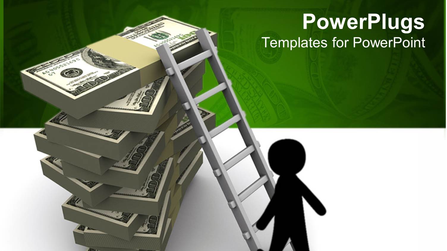 Black Figure Climbing Ladder to Top of Stacked Hundred Dollar Bills