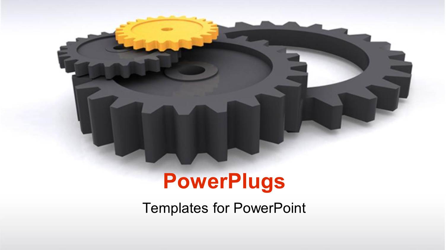 Black Gears with One Yellow Gear Over White Background