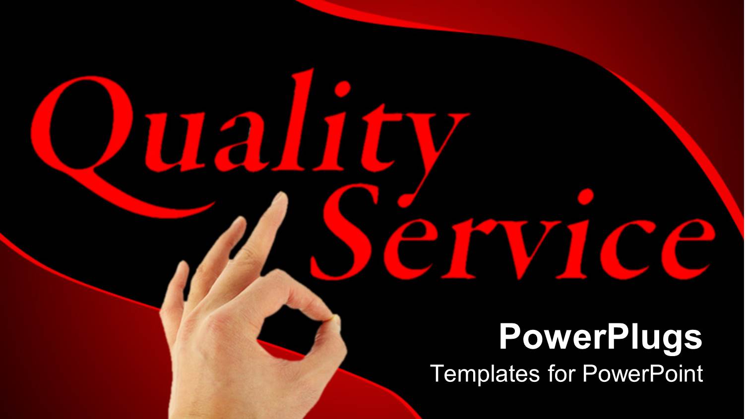 Black and Red Quality Customer Service Business Background with Hand Making Okay Sign