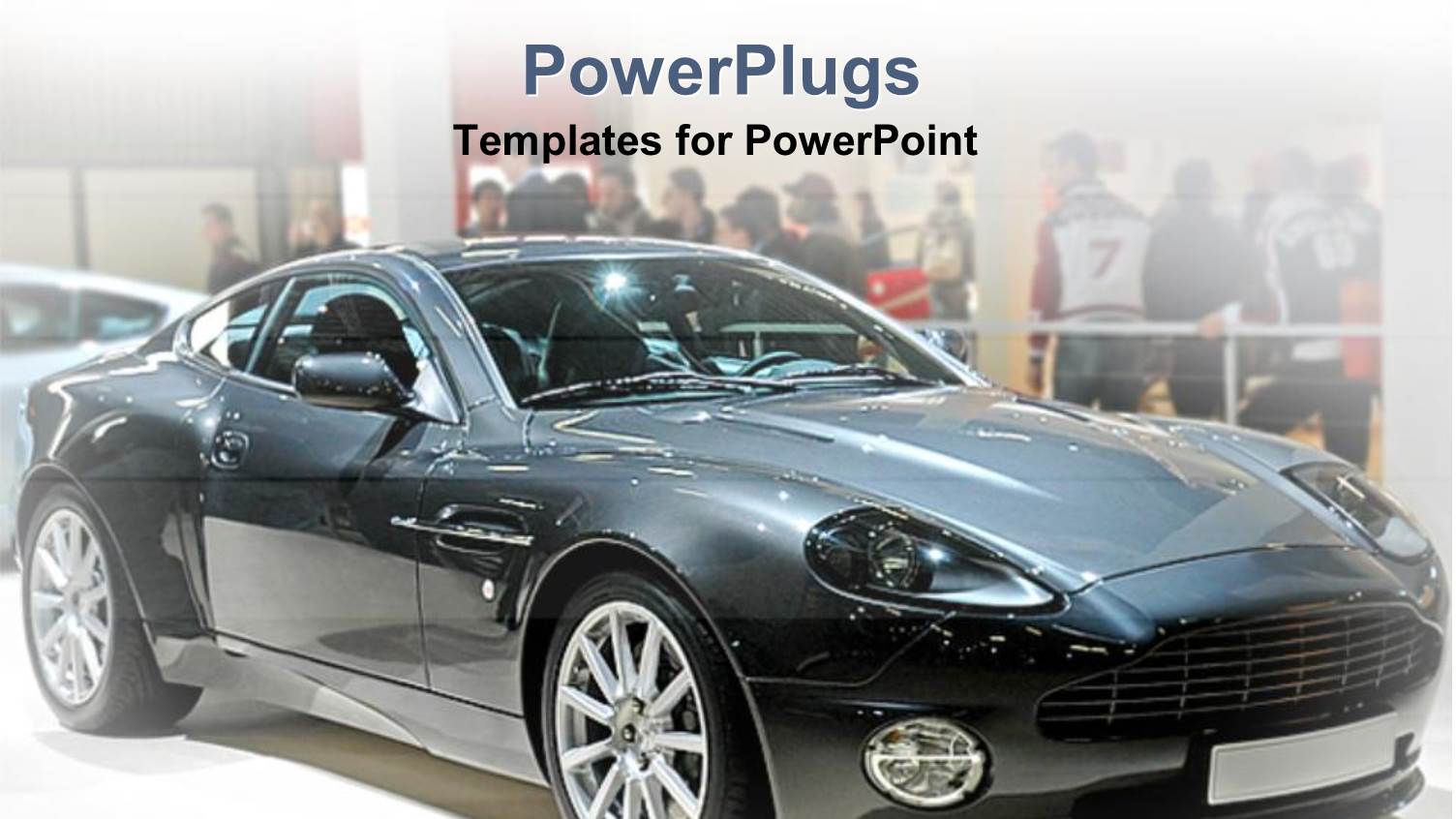 Black Sleek Sports Car in a Show Room with People Watching