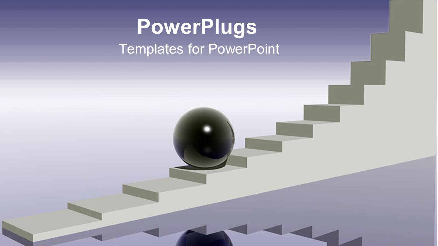 Black Sphere on White Stairways with Reflection in Background