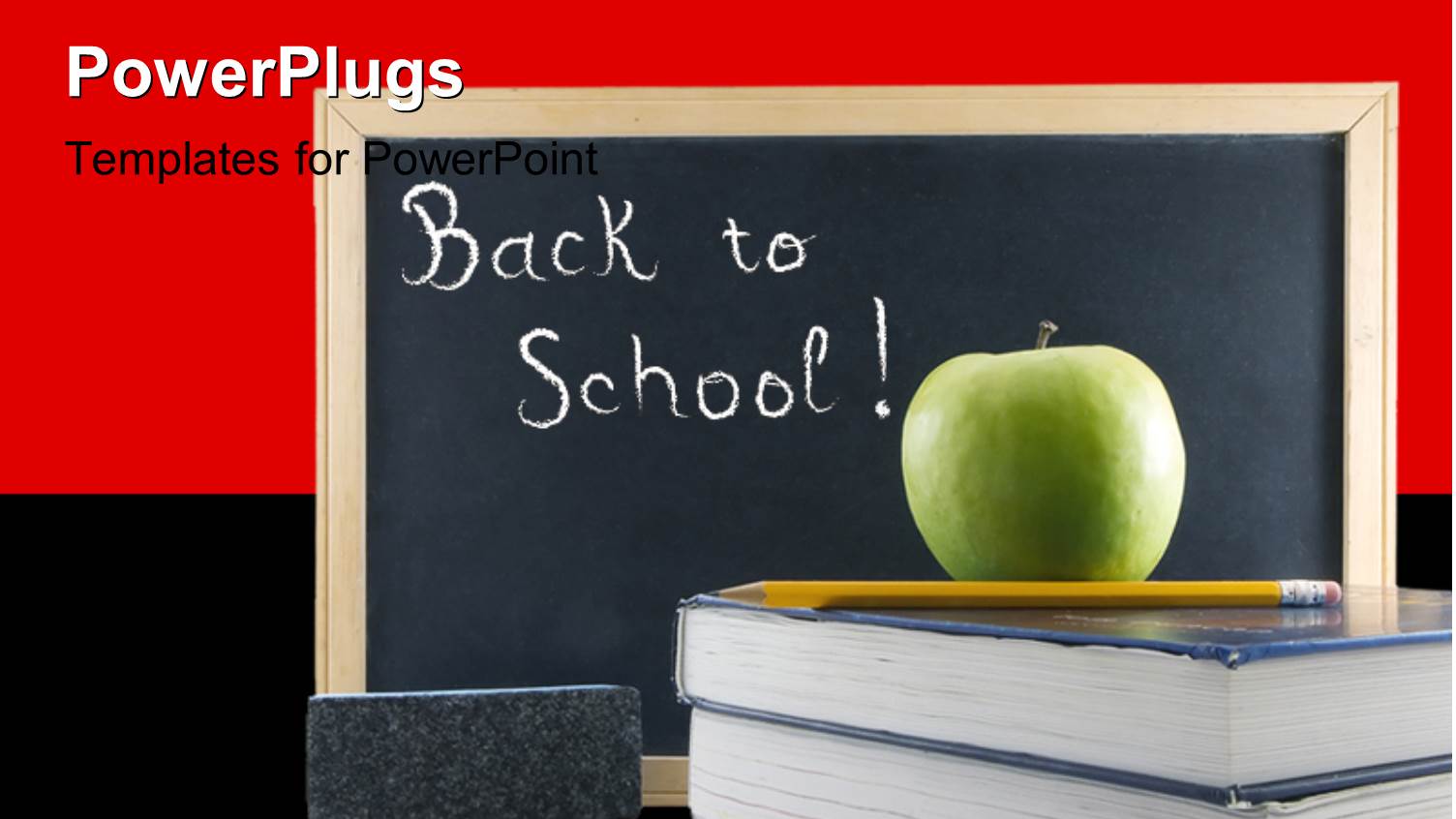 a Blackboard with an Apple and Bundle of Books