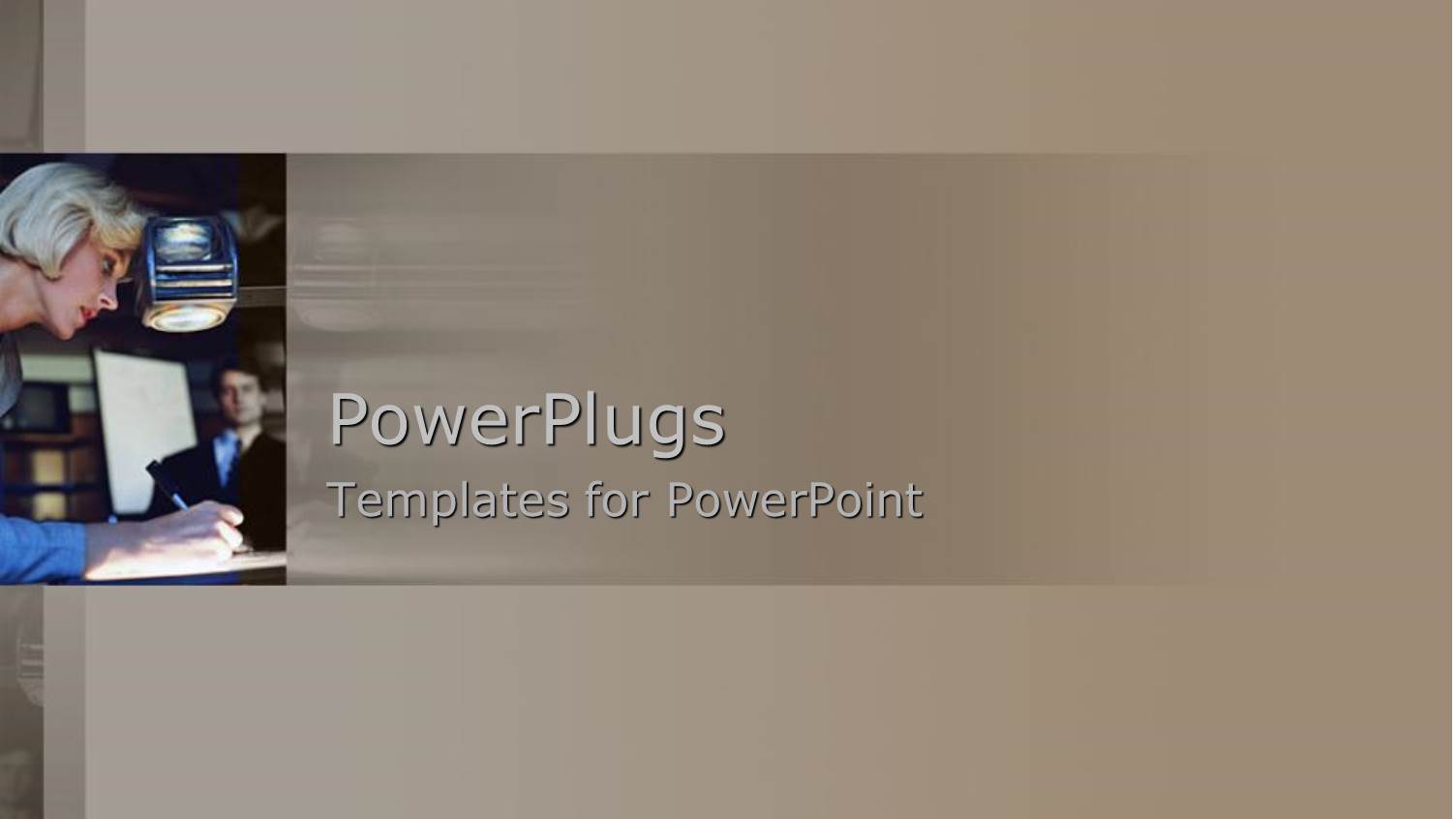 a Blond Lady Writing on a Brown Colored Background