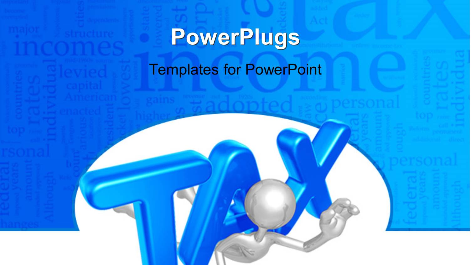 Blue 3D Tax Text Weighing Chrome Plated 3D Man Down