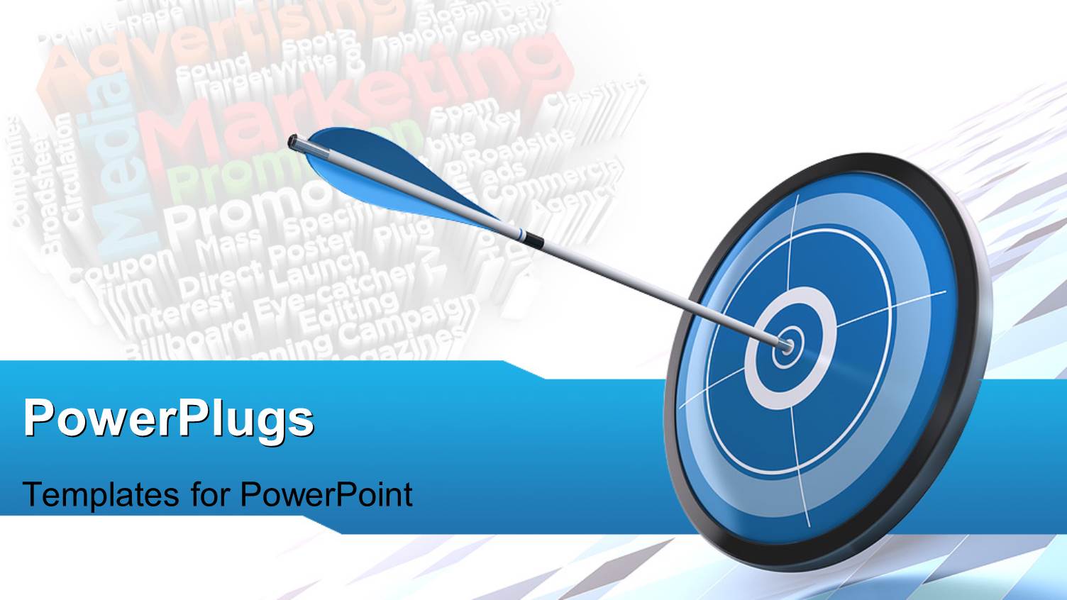 Blue Arrow and Target at Bottom Right Corner of White template