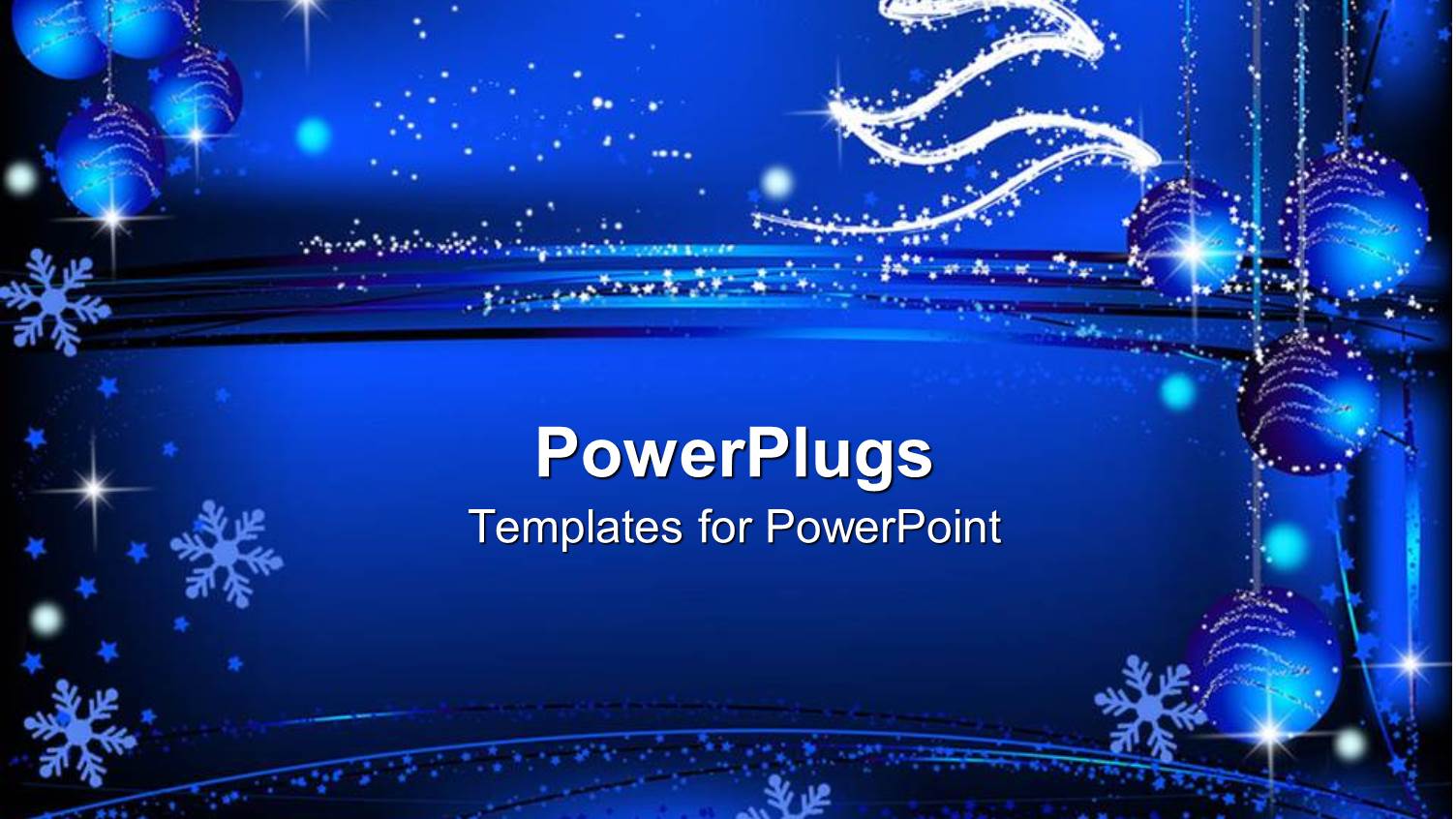 Blue Background with Snowflakes and Christmas Decorations