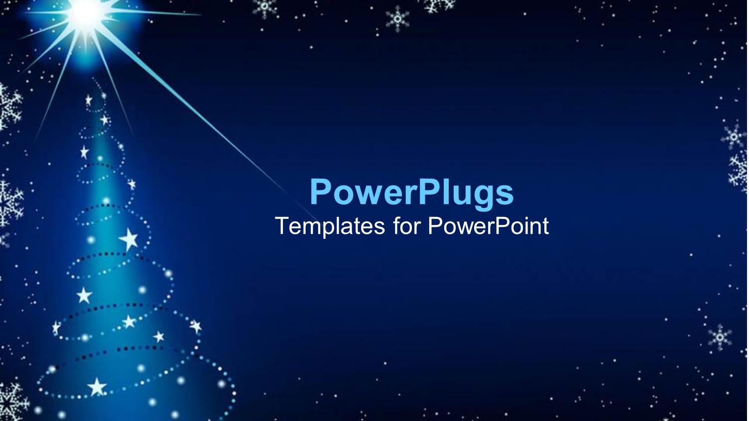 Blue Background with Snowflakes and Christmas Tree Decorations