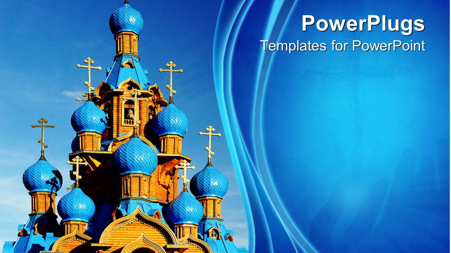 Blue and Brown Catholic Church on a Blue Background