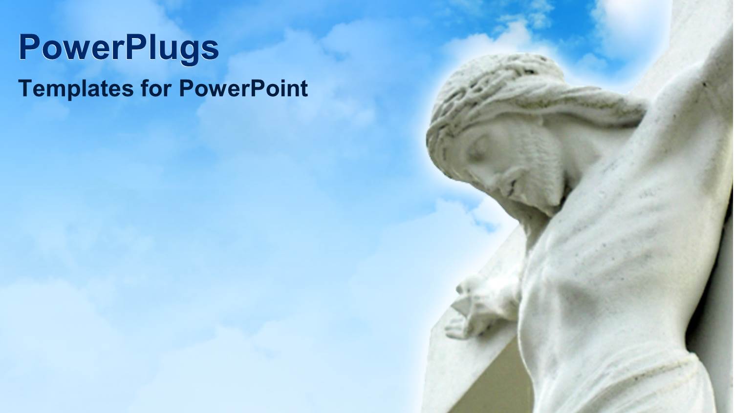 Blue Cloudy Sky with Carving of Christ on Cross