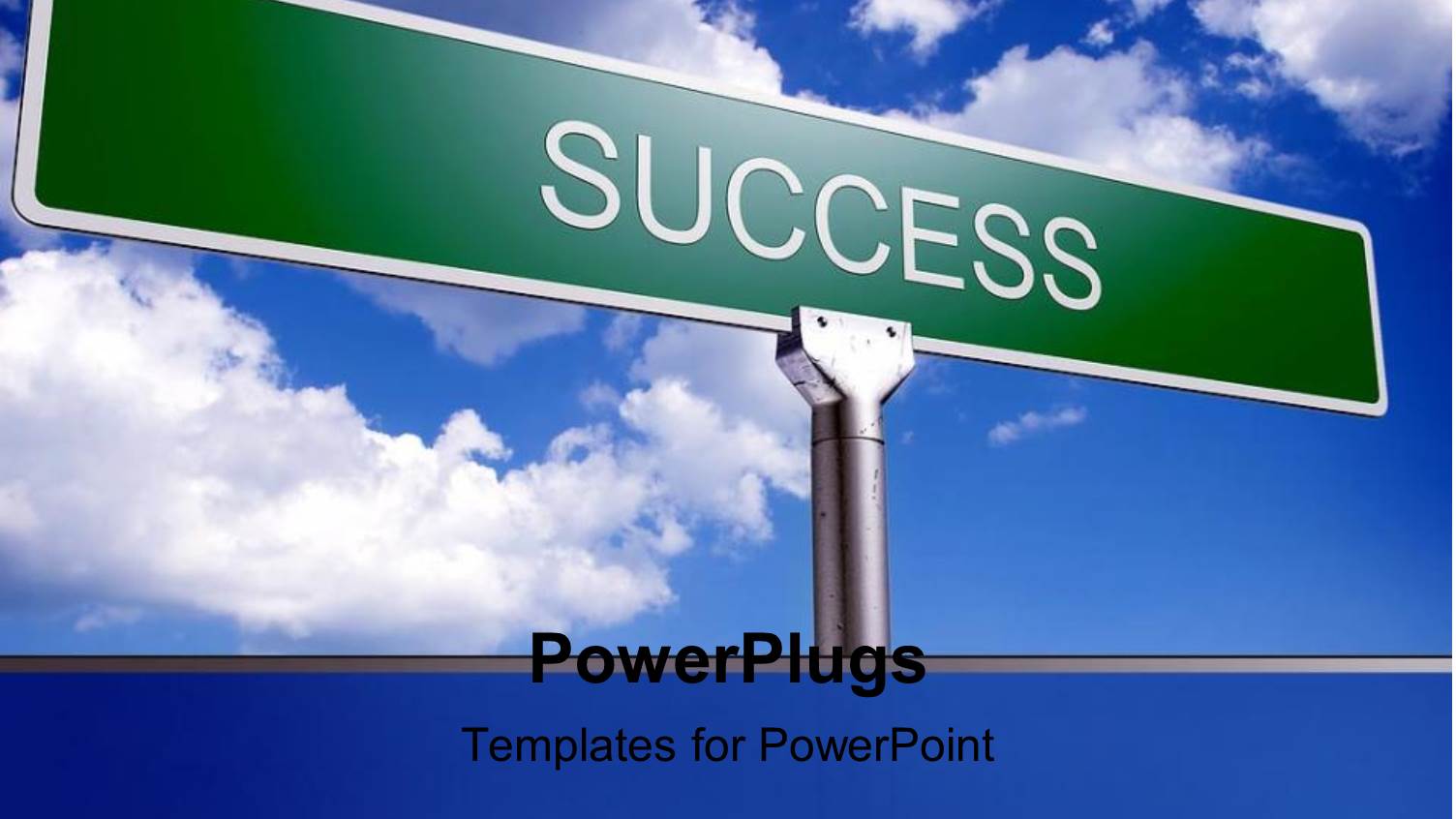 Blue Cloudy Sky with Green Success Road Sign