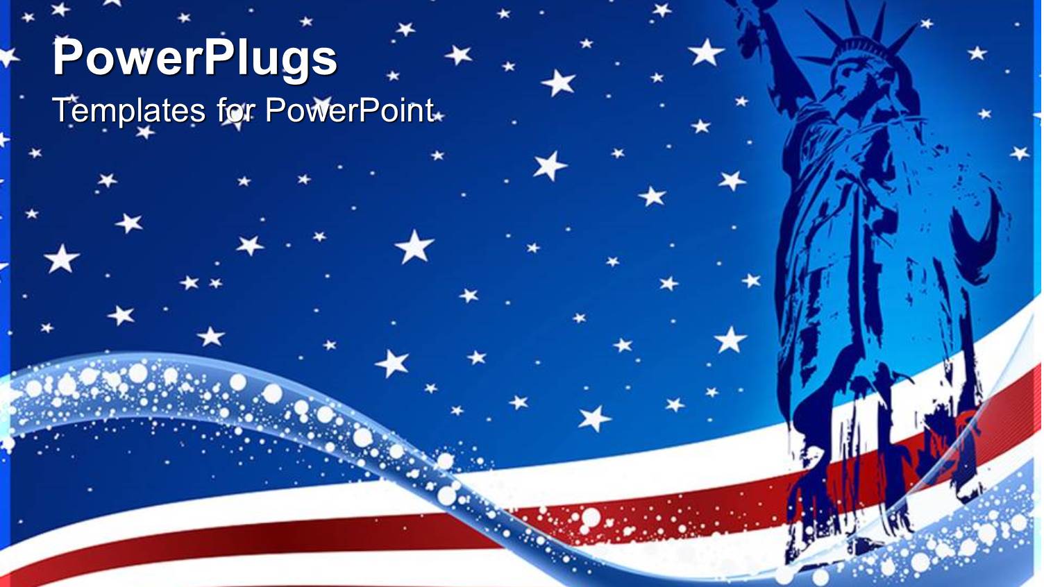 Blue Colored Statue of Liberty Over the USA  Flag Background