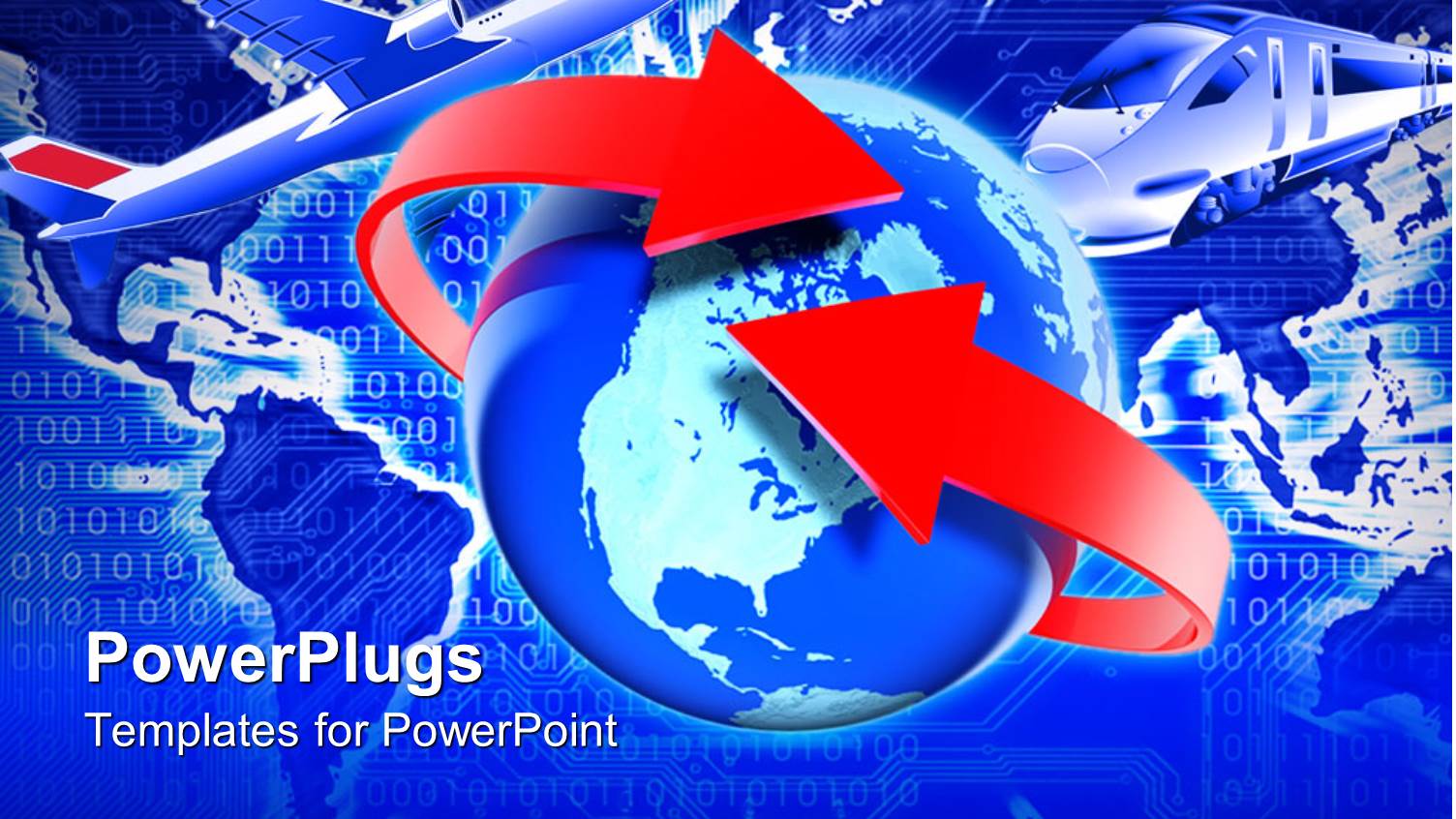 Blue Earth Globe with a Red Two Sided Arrow Round it