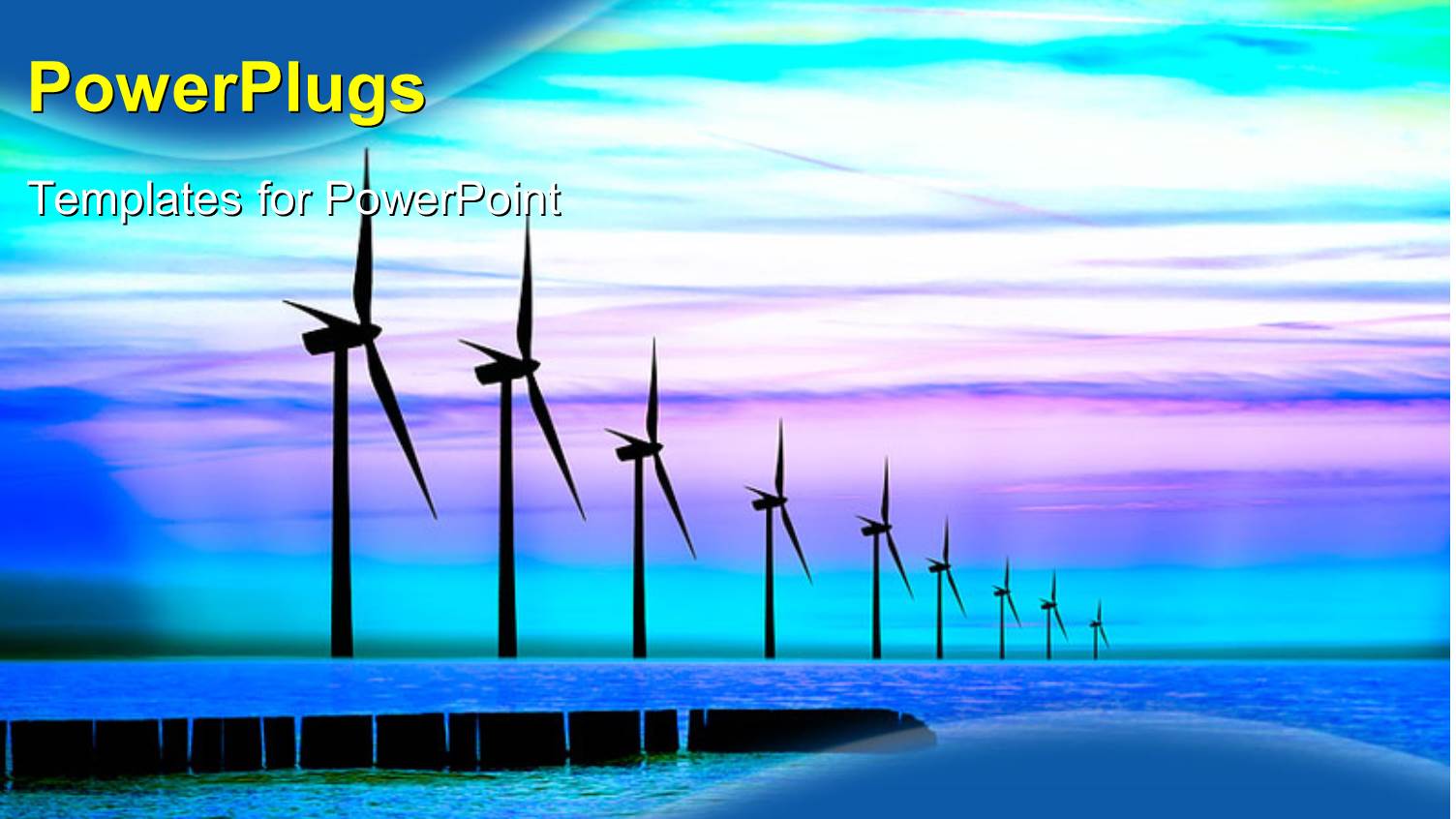 Blue Energy Power Wind Mills with Colorful Sky