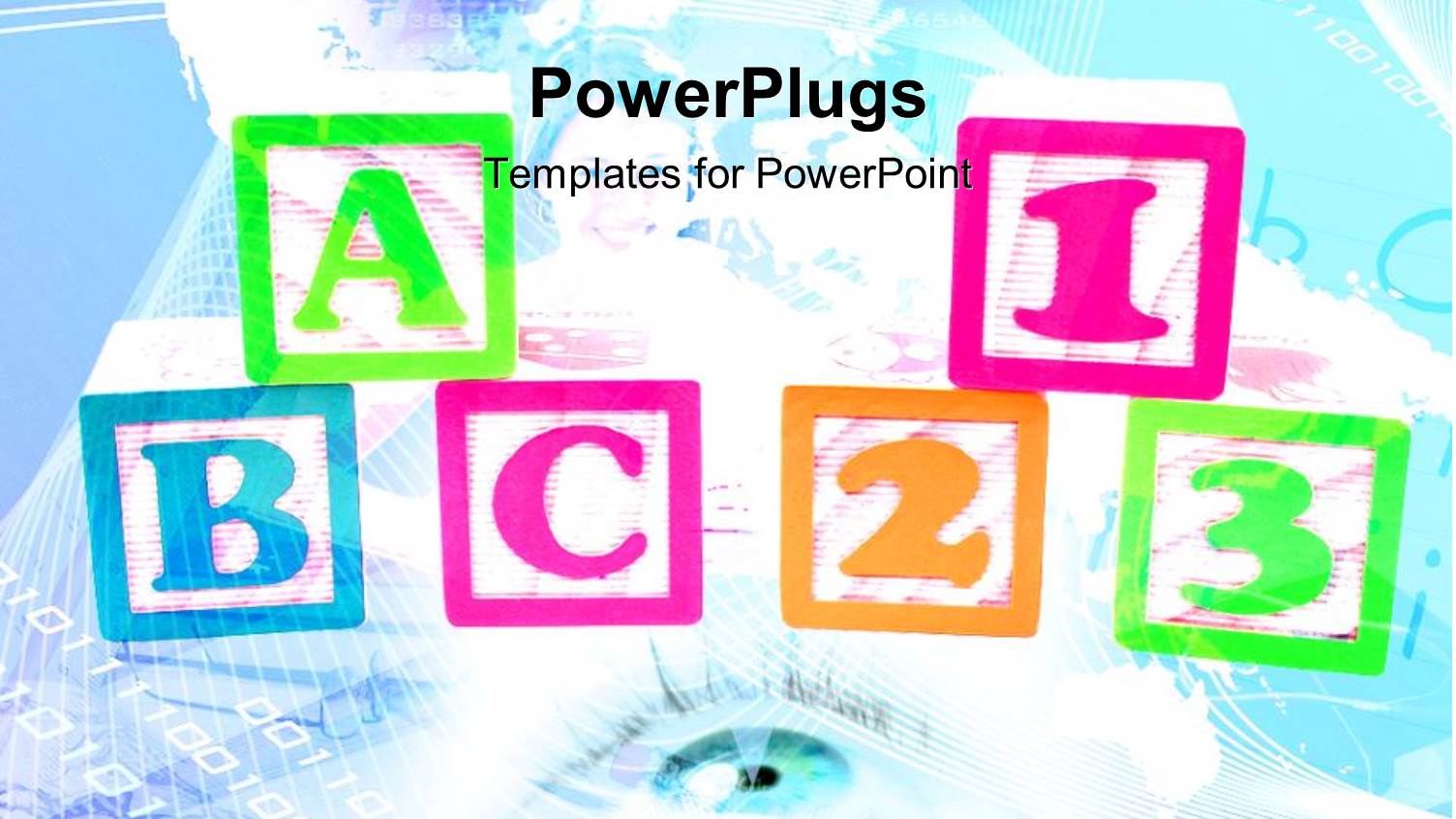Blue Eyes with Binary Digits with Colorful Alphabets and Numbers