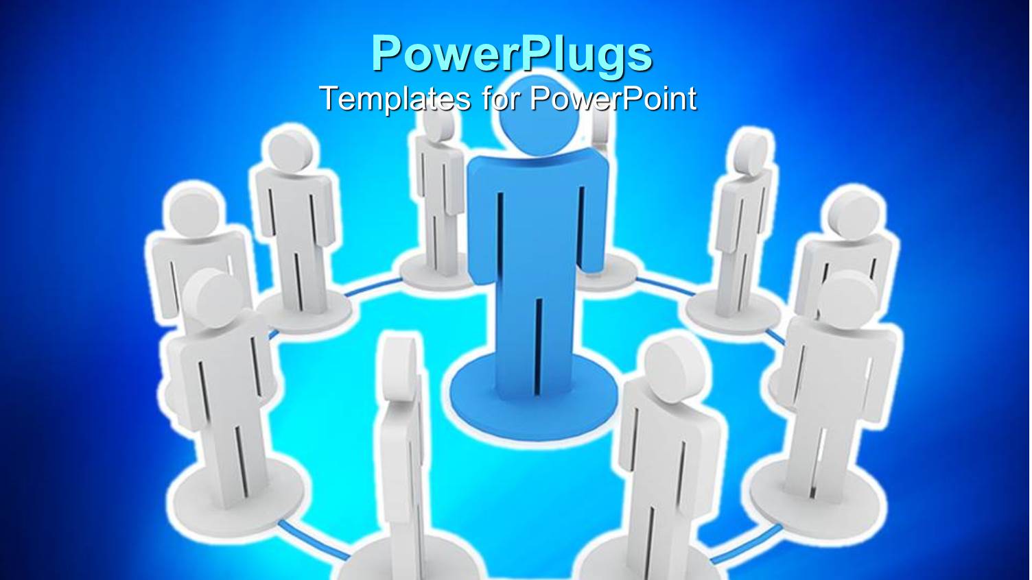 Blue Figure on Pedestal Surrounded by White Figures in Circled