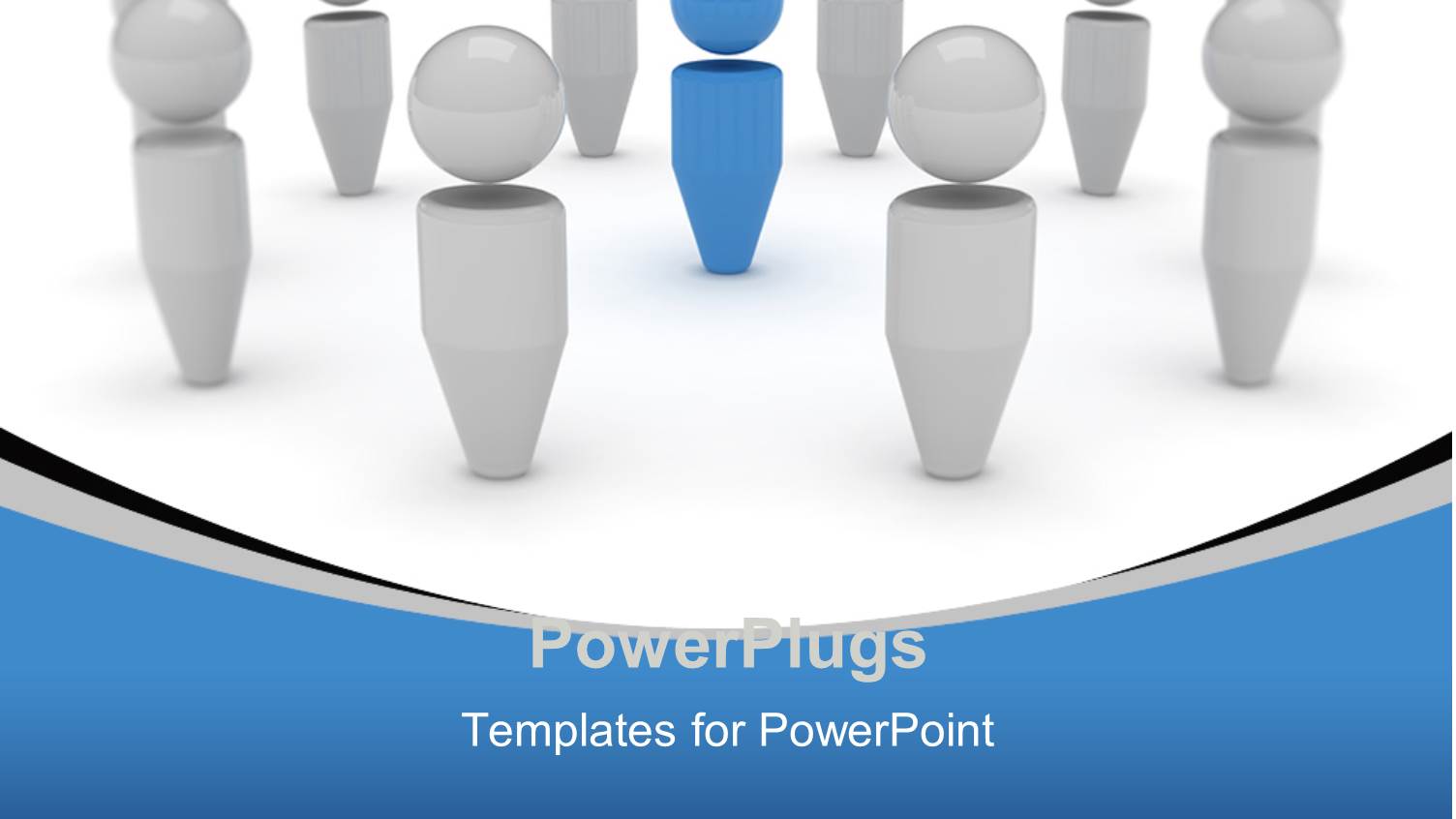 Blue Figure Standing Out among Silver Figures, Leadership, Management