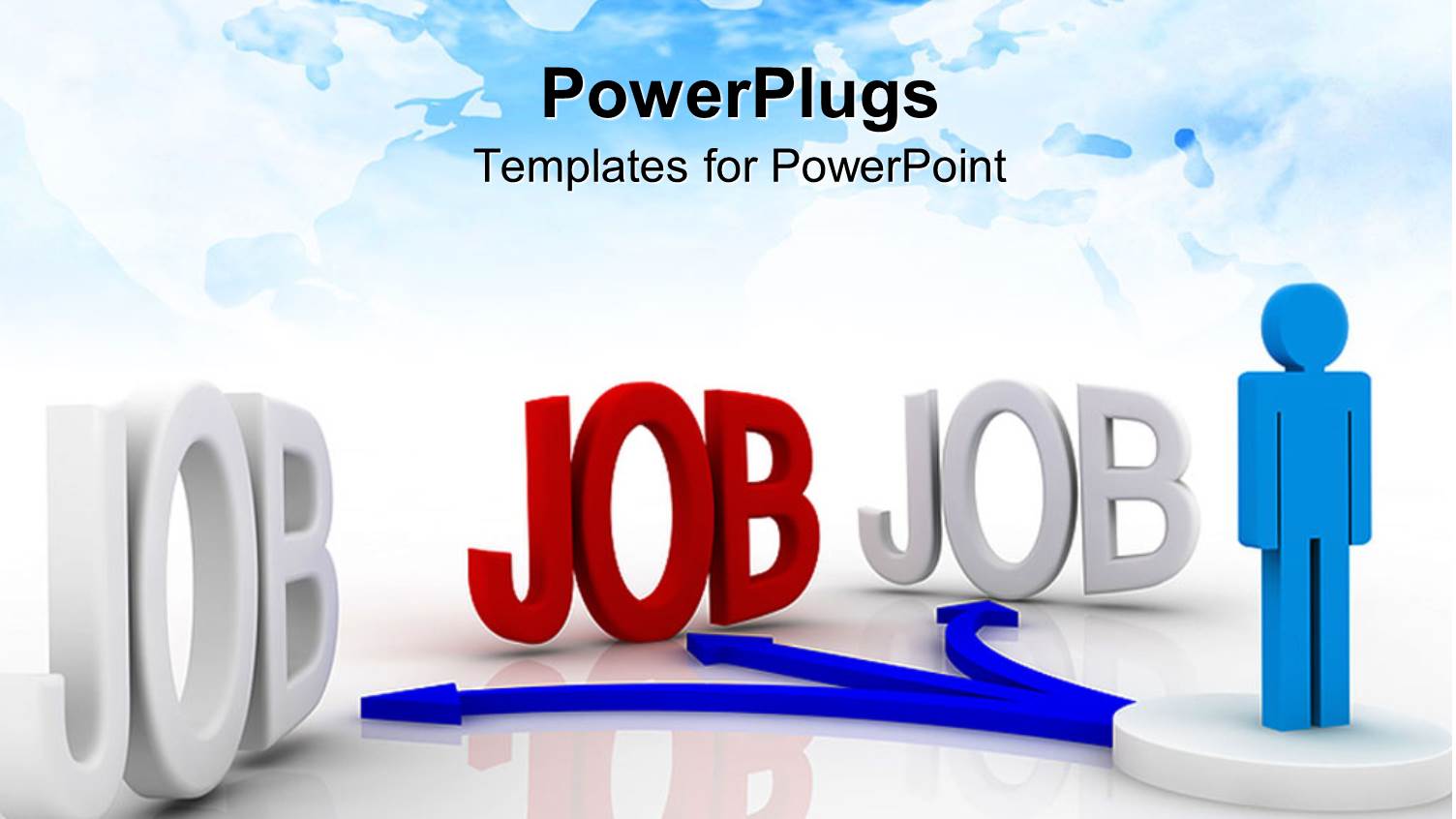 Blue Figure with Three Arrows Pointing to Job Opportunities