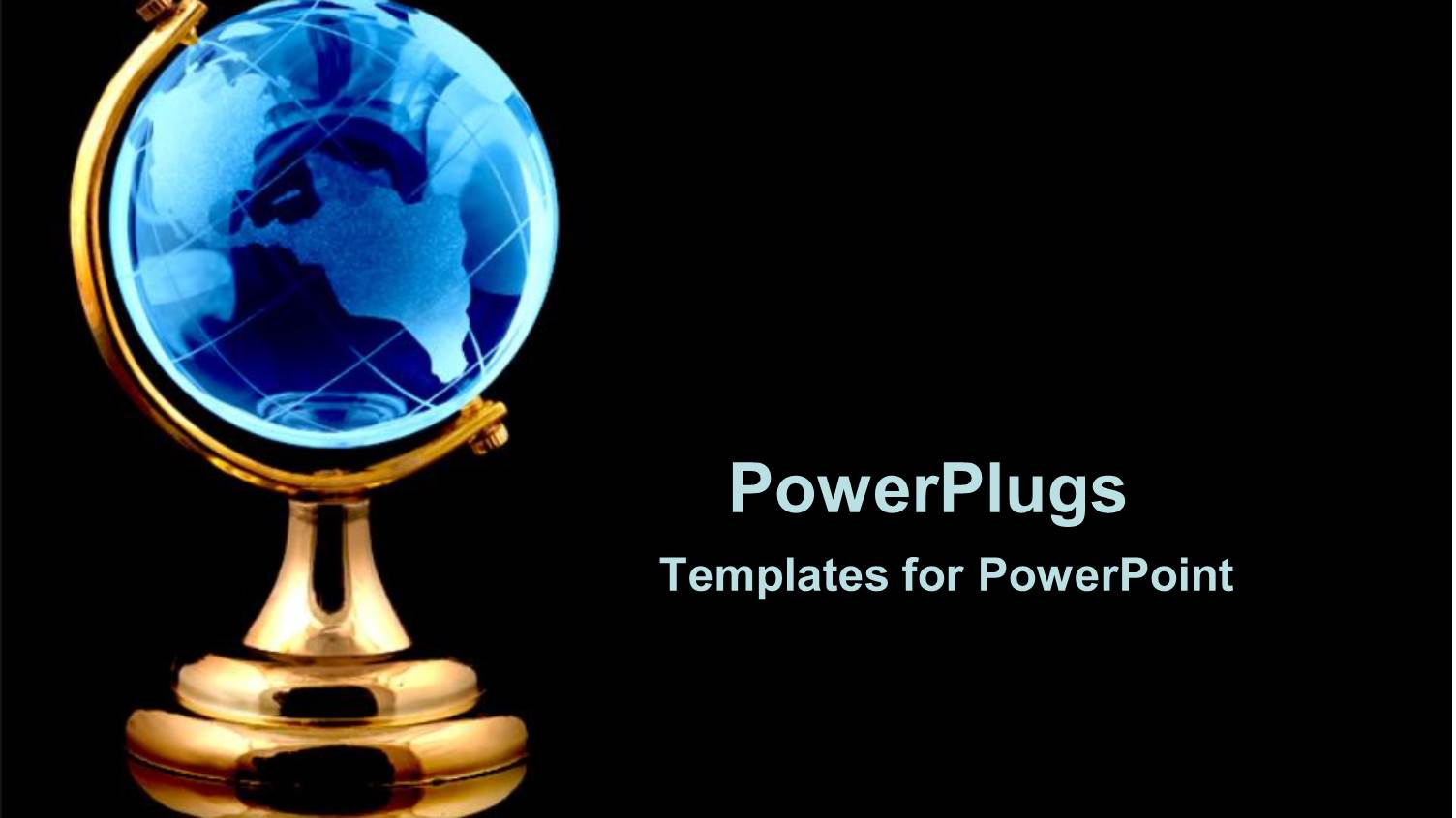 Blue Globe Black Background Gold World White Text Communication