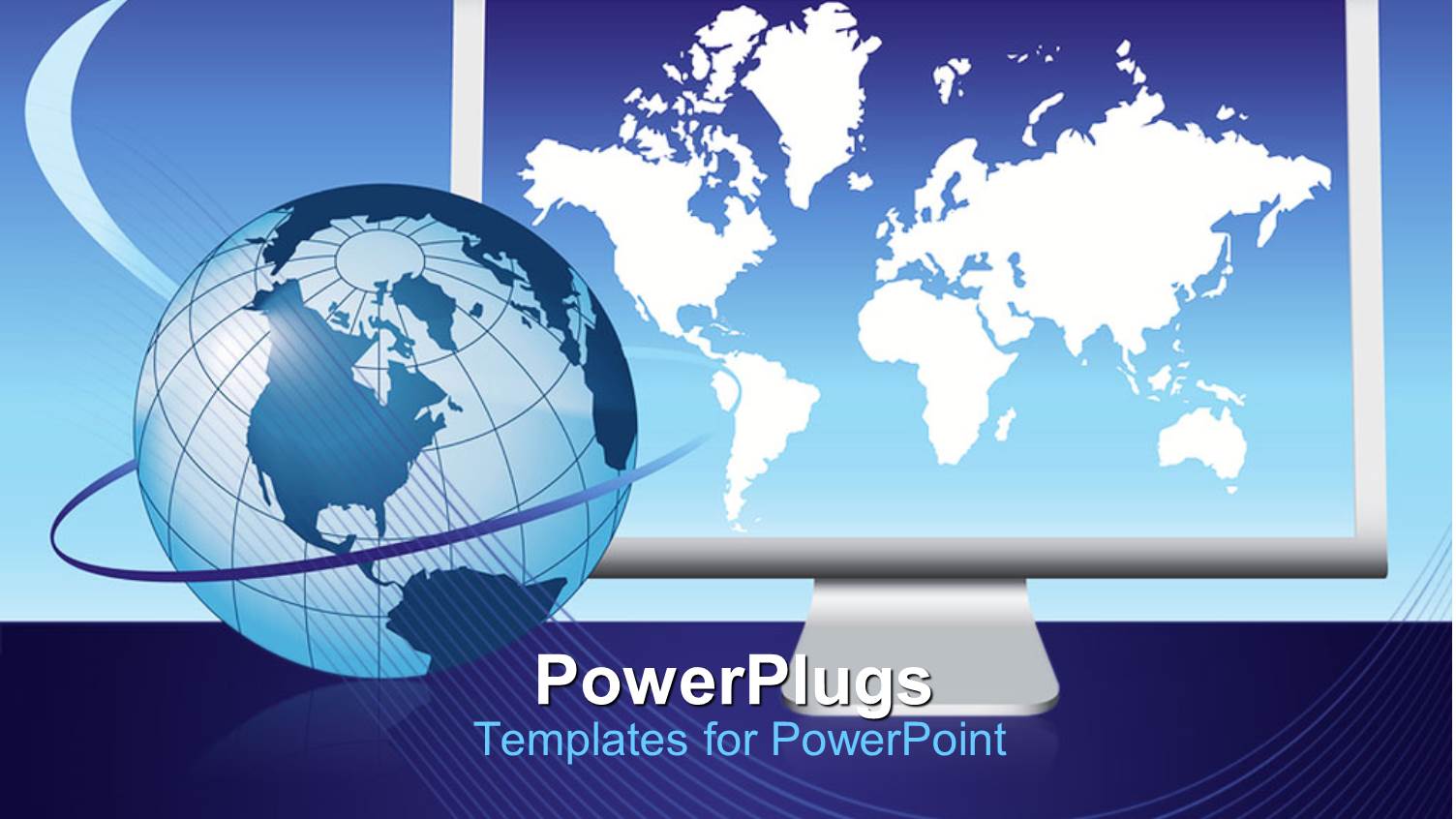 Blue Globe in Front of Laptop with World Map