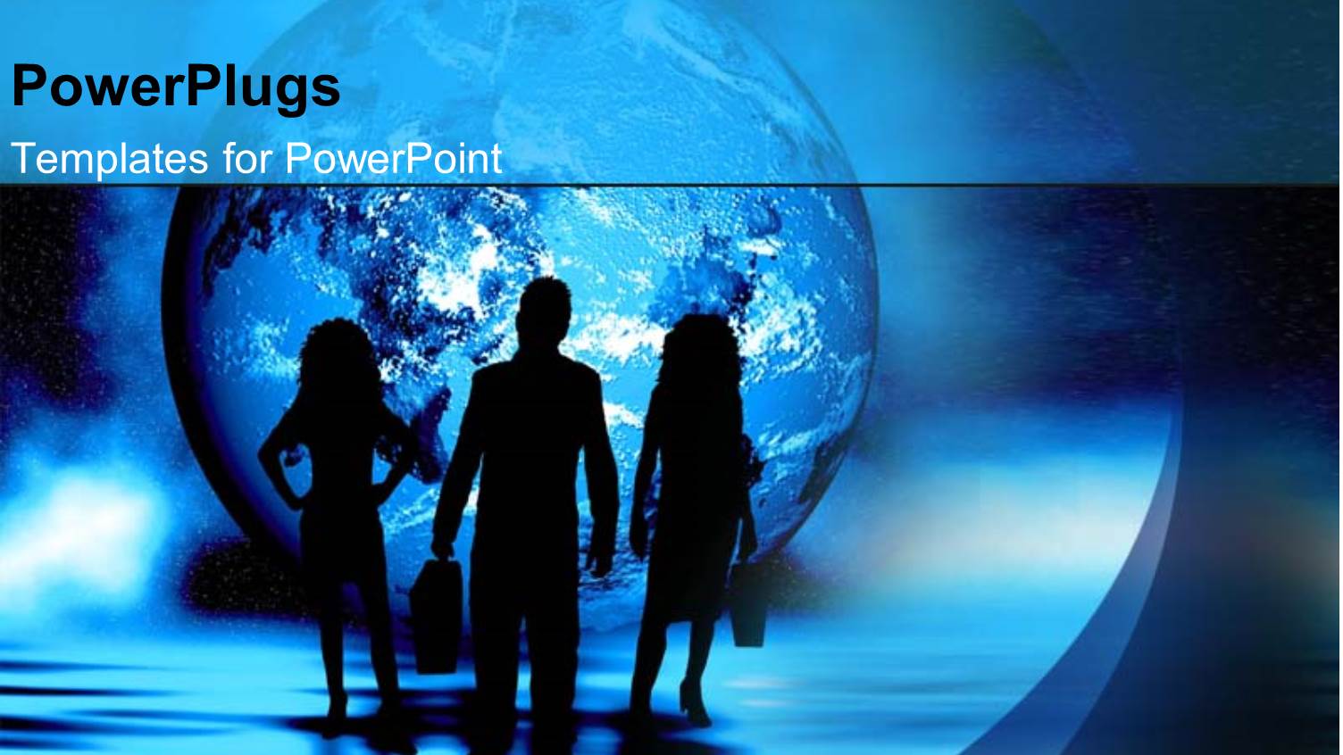 Blue Globe People Standing in Dark Silhouettes