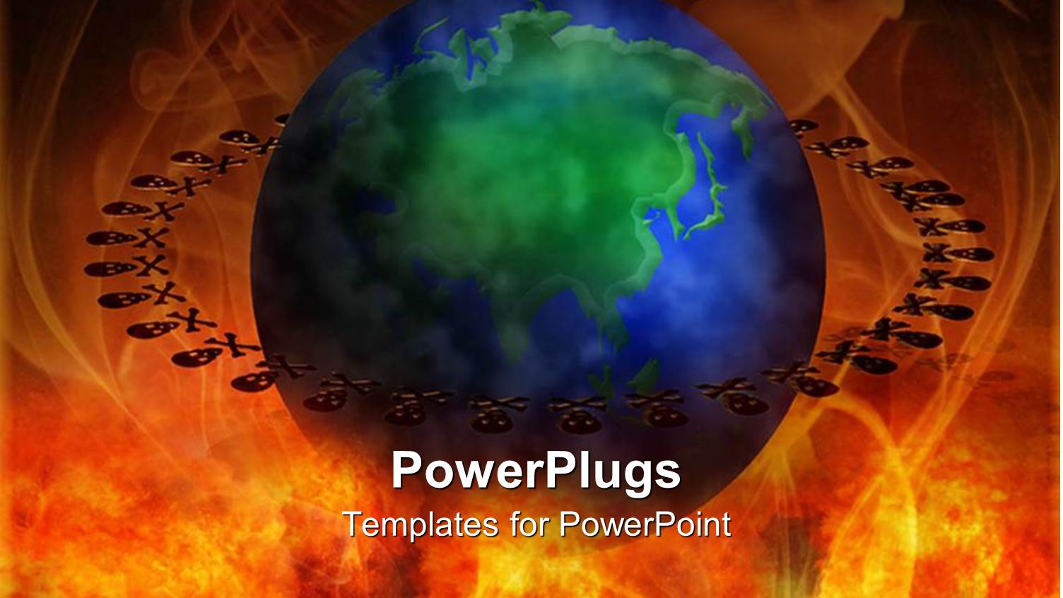 a Blue and Green Colored Earth Globe on a Fiery Background