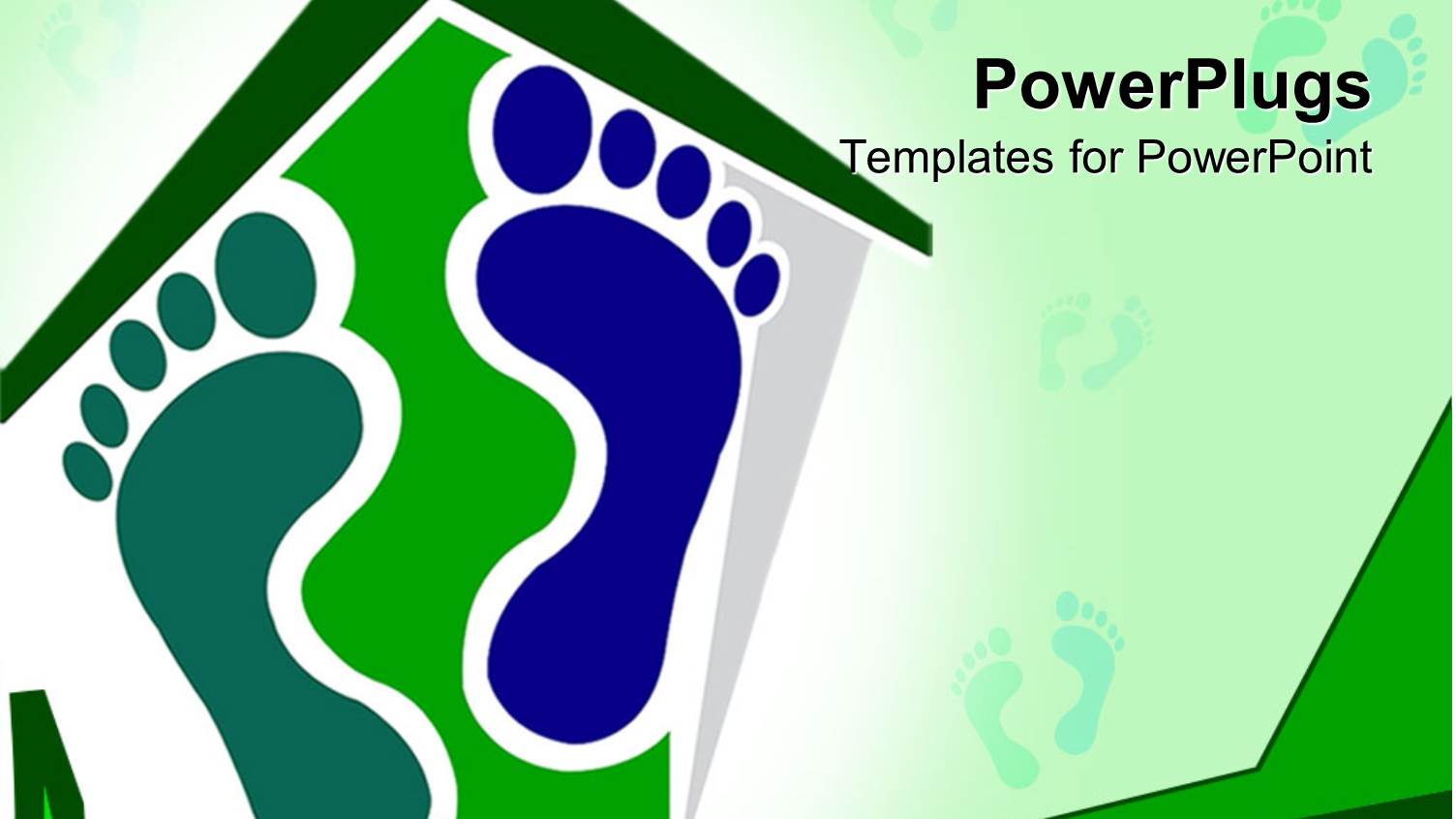 Blue and Green Footprints on House, Eco Footprint Metaphor, Conservation, Ecology