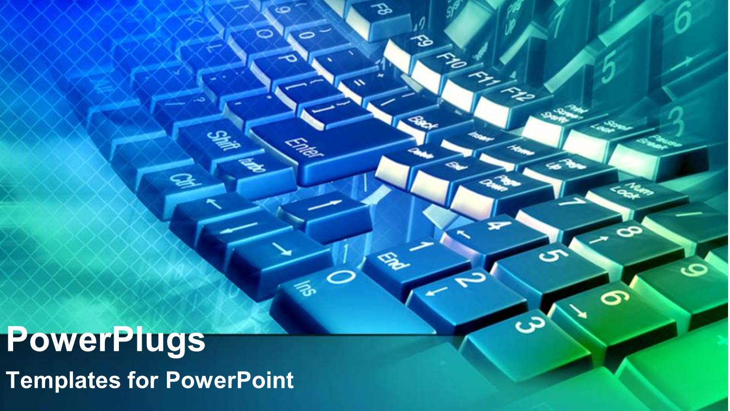 Blue Green Keyboard Fading into Background