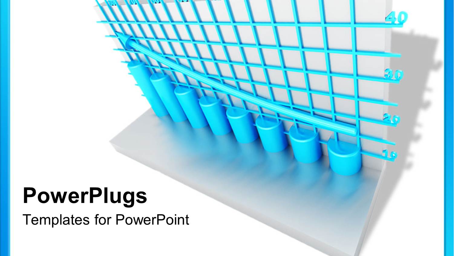 Blue Grid Lines and Round Columns with Arrow Showing Gradual Increase