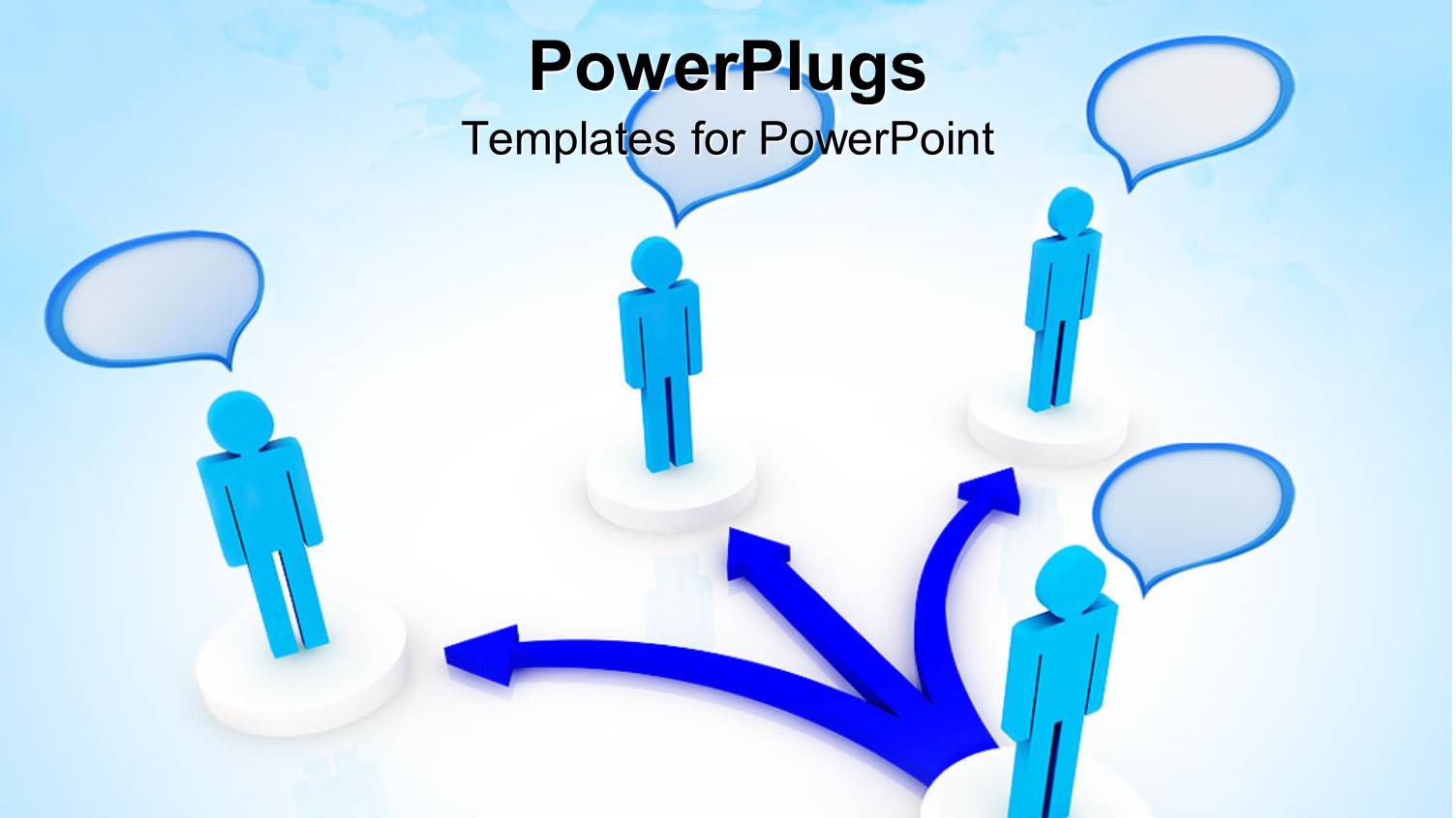 Blue Human Figure Standing at the End of a Three Way Blue Arrow