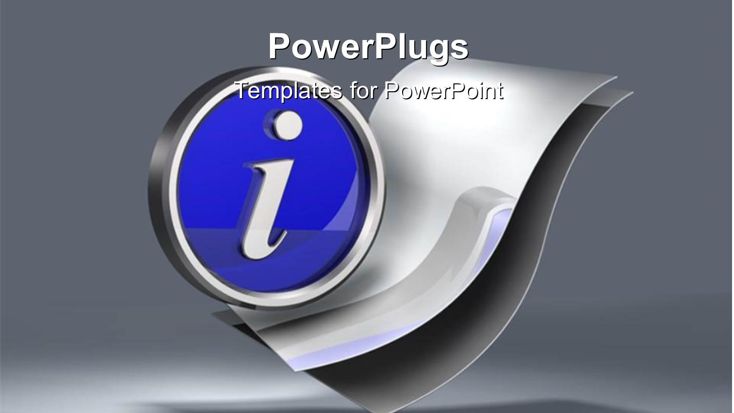 Blue Information Symbol on Two Metallic Sheets on Grey Background