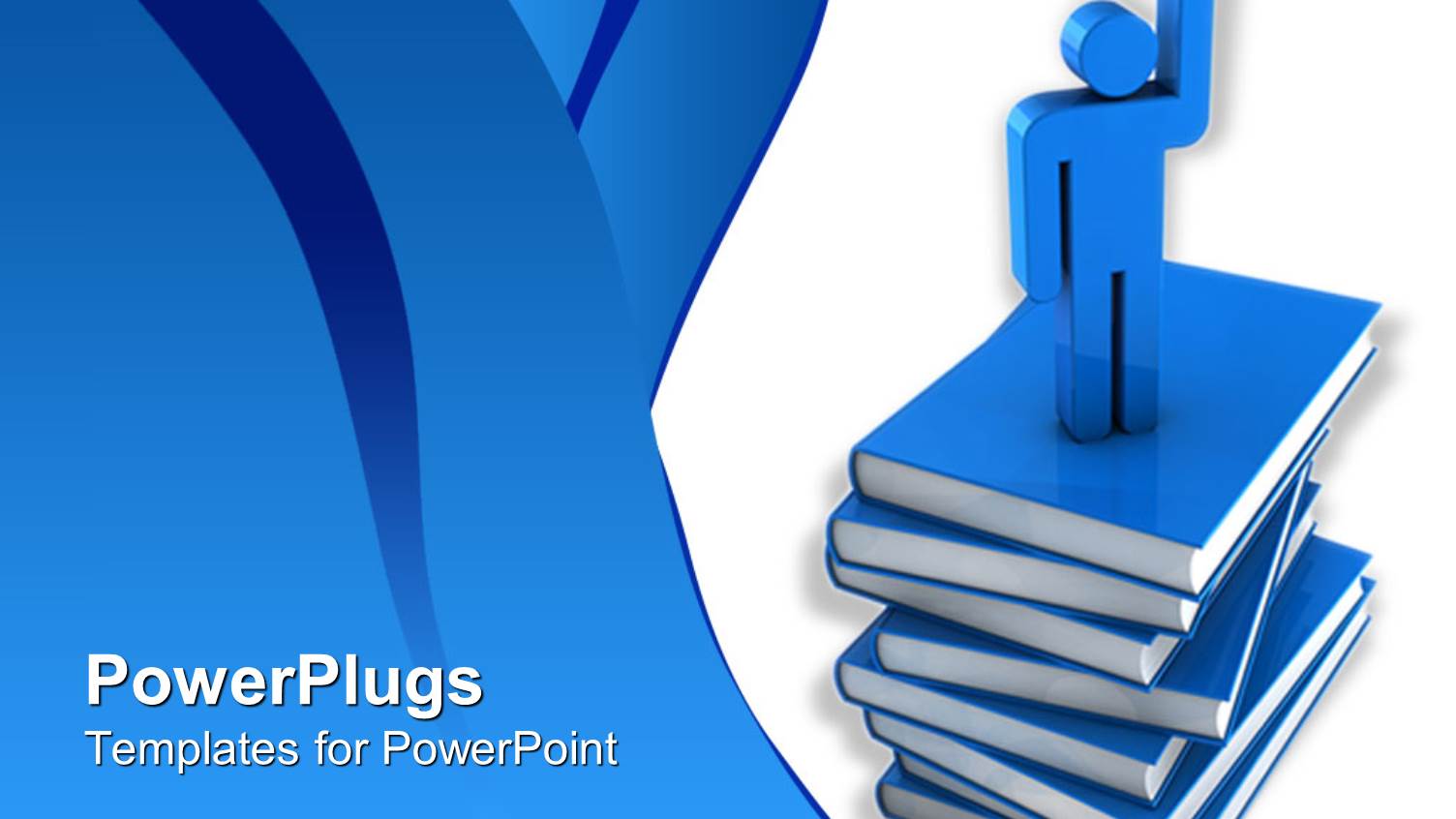 Blue Man Figure Standing on Sack of Blue Books