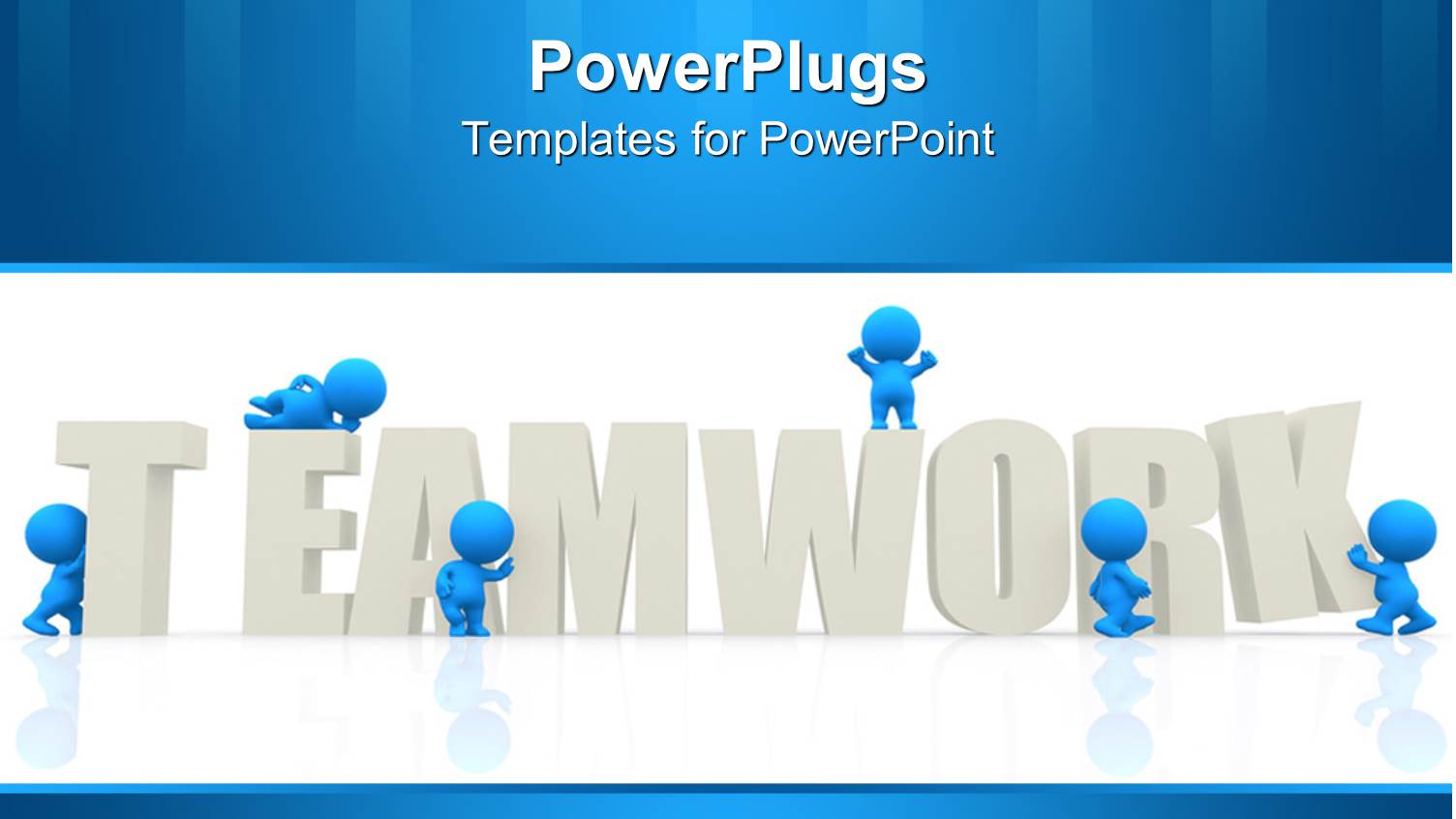 Blue Men Putting Together the Word Teamwork, Business