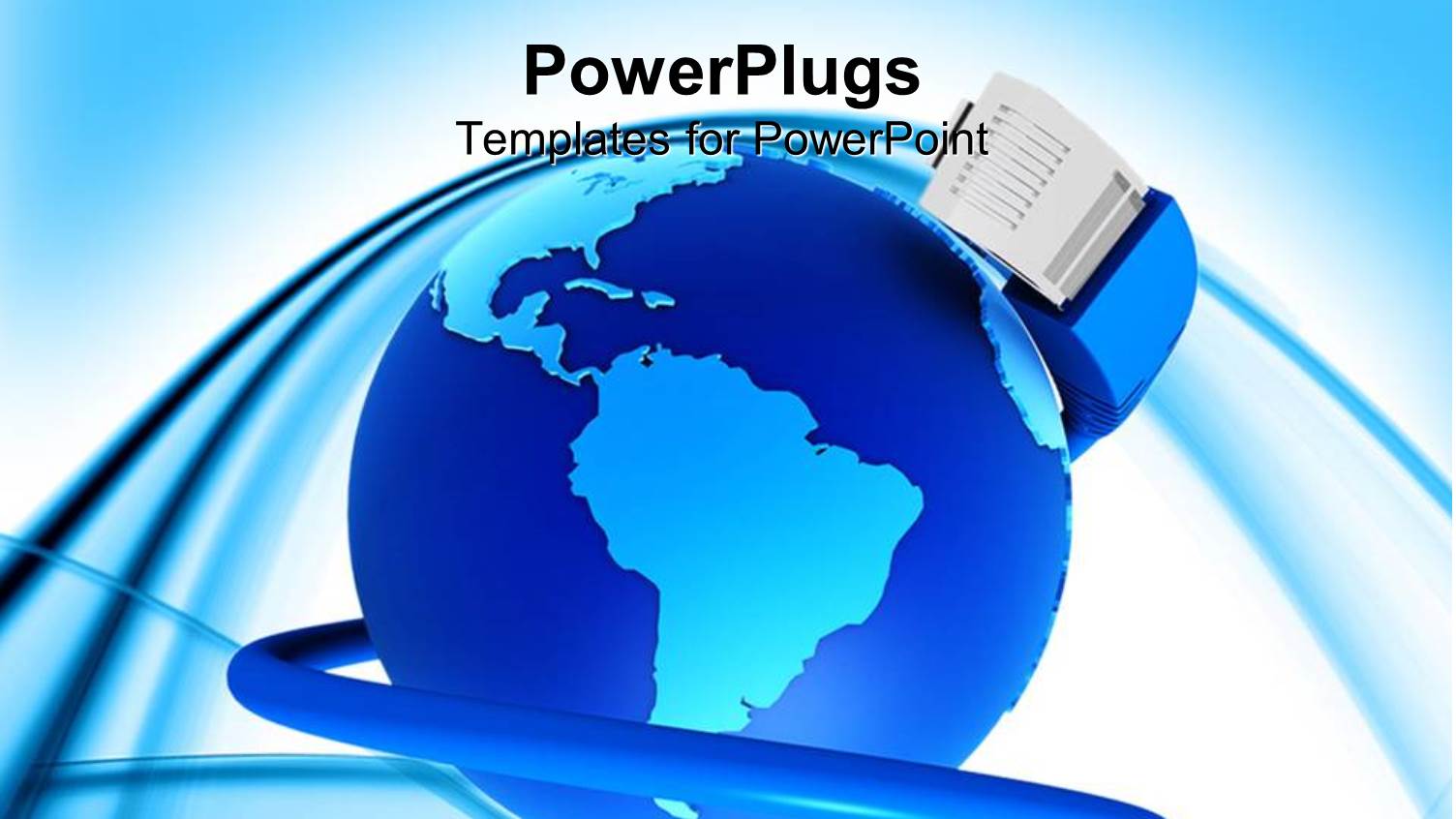 Blue Network Cable Surrounding an Earth Globe on a Blue Background