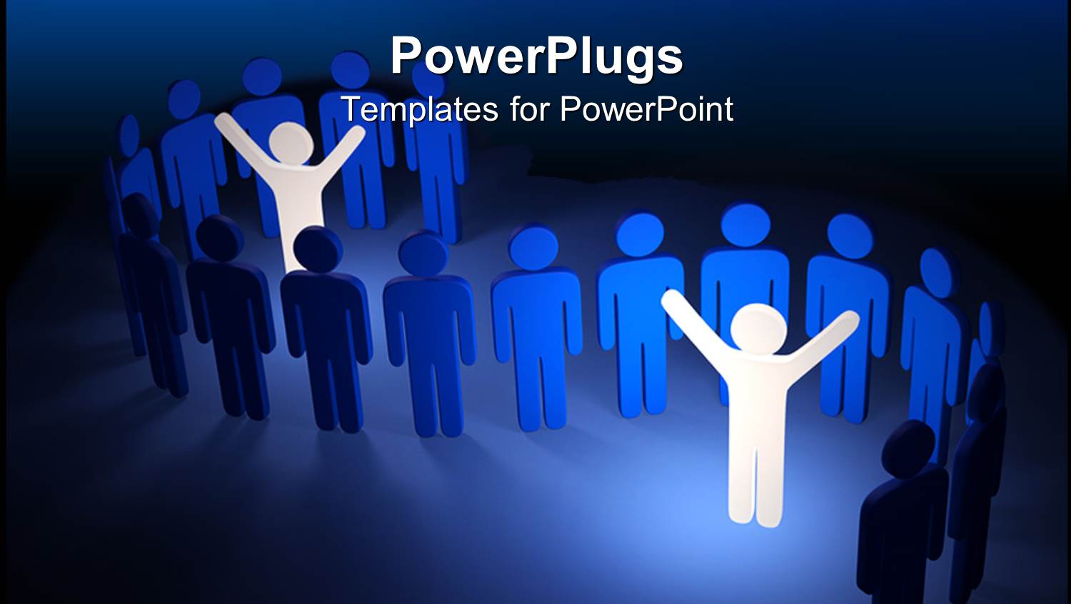 Blue People in Line and Two Highlighted White People Standing Out