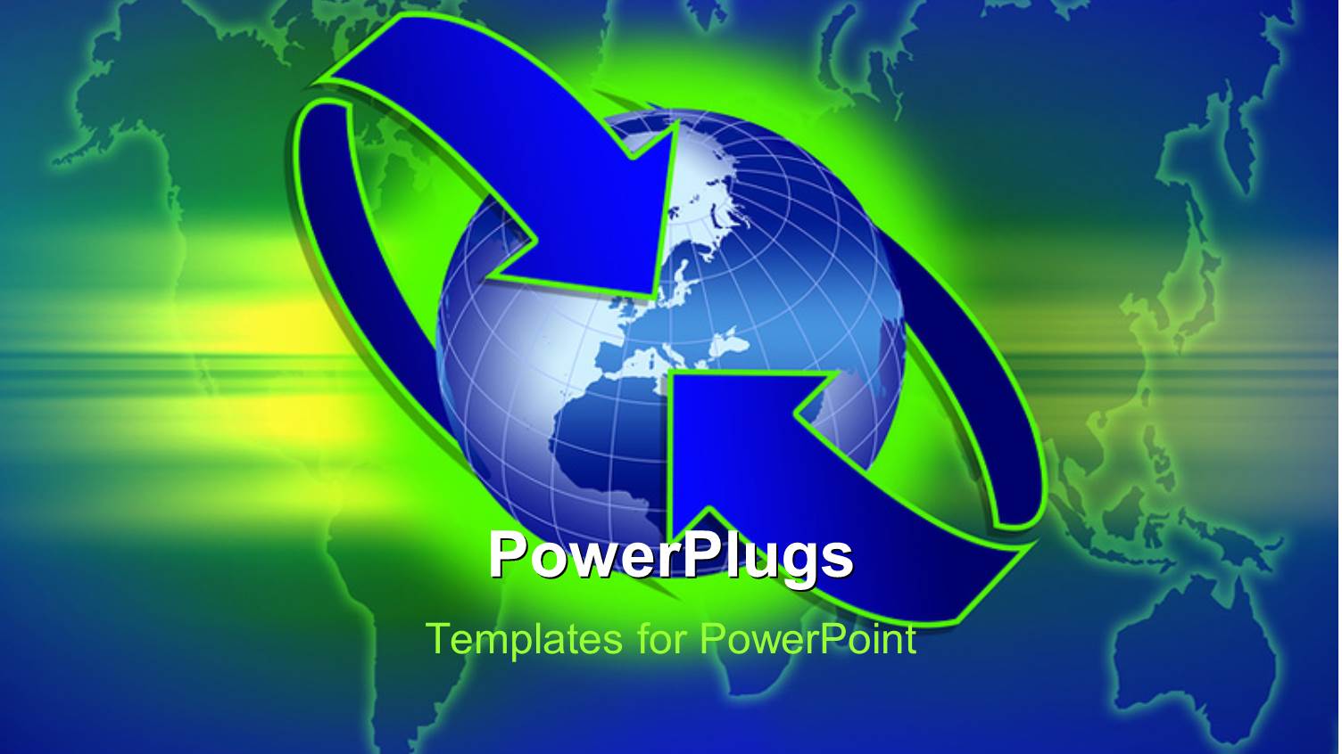 Blue Recycle Symbol Circling Blue Earth Globe with World Map in Background